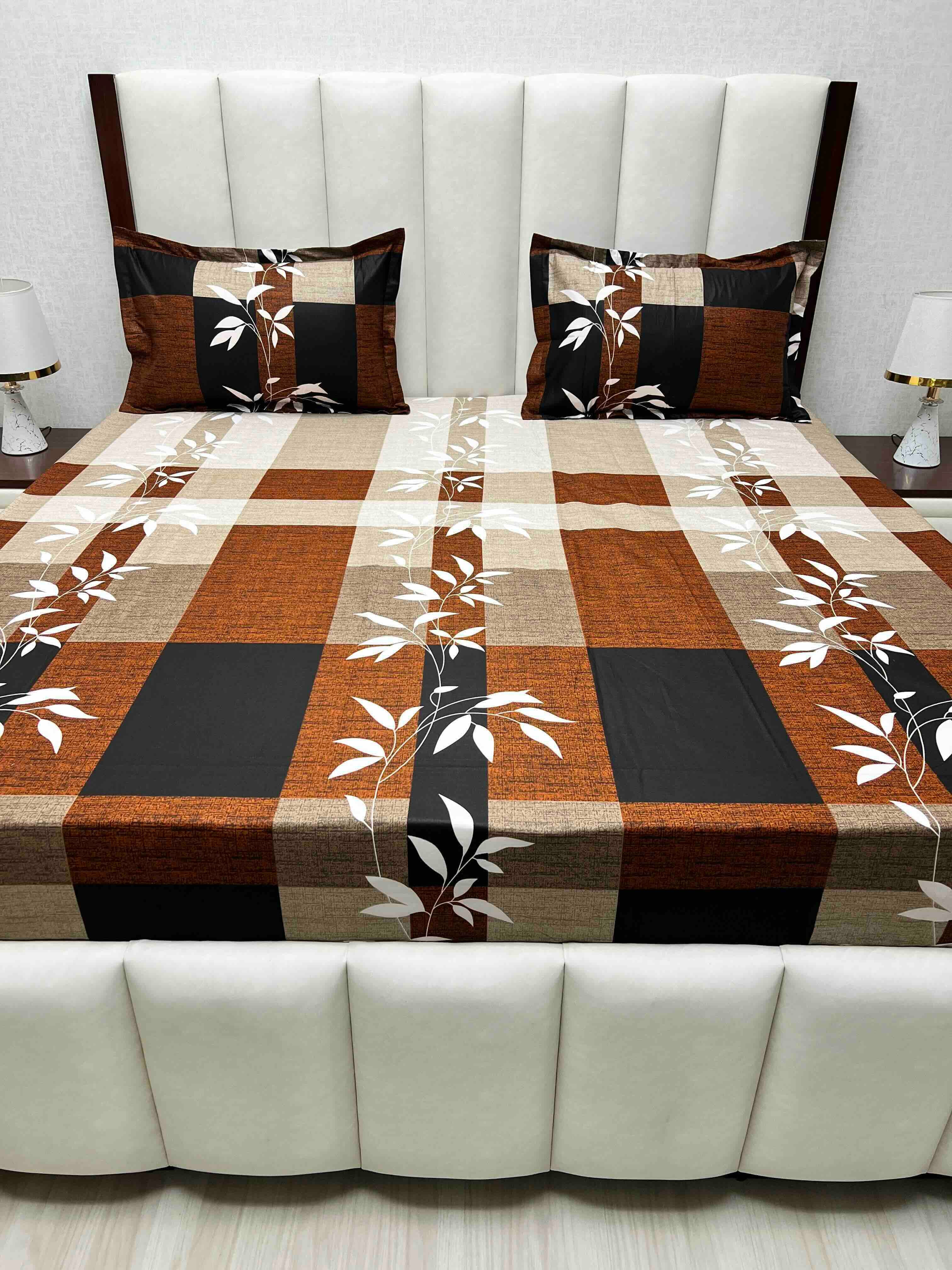 A-4563 - Pure Cotton 180 TC King Size Double Bedsheet (274X274) with Two Pillow Covers (50X76)