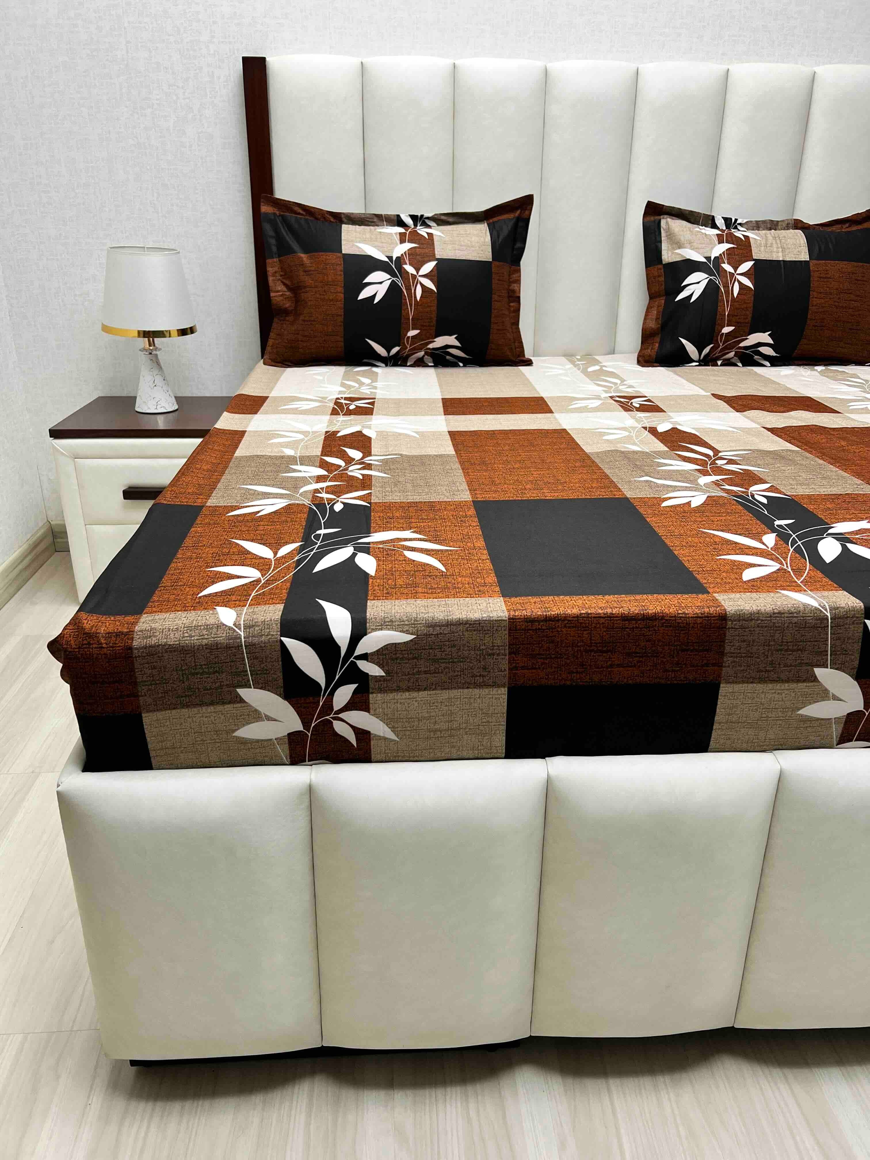 A-4563 - Pure Cotton 180 TC King Size Double Bedsheet (274X274) with Two Pillow Covers (50X76)