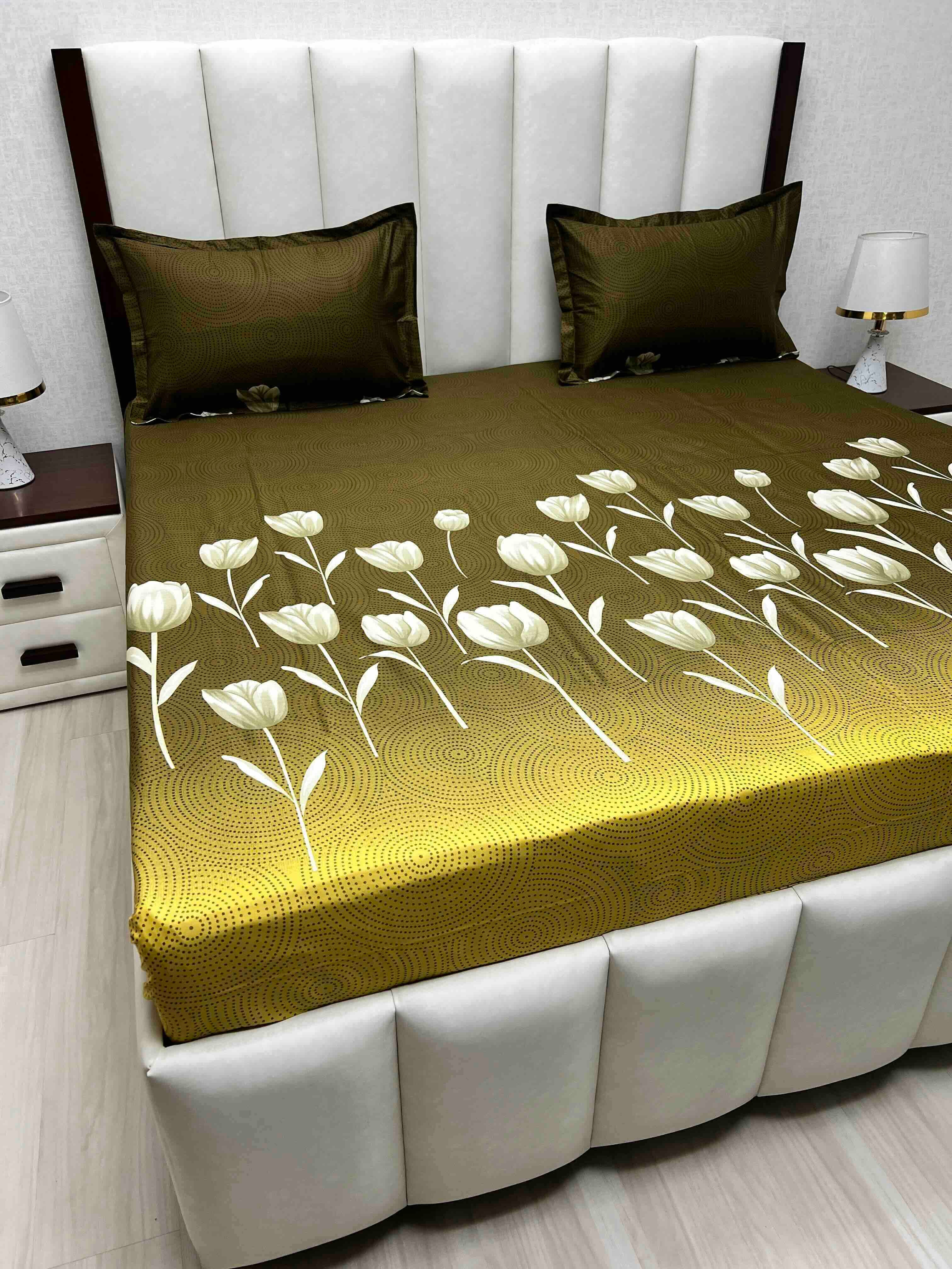 A-4564 - Pure Cotton 180 TC King Size Double Bedsheet (274X274) with Two Pillow Covers (50X76)