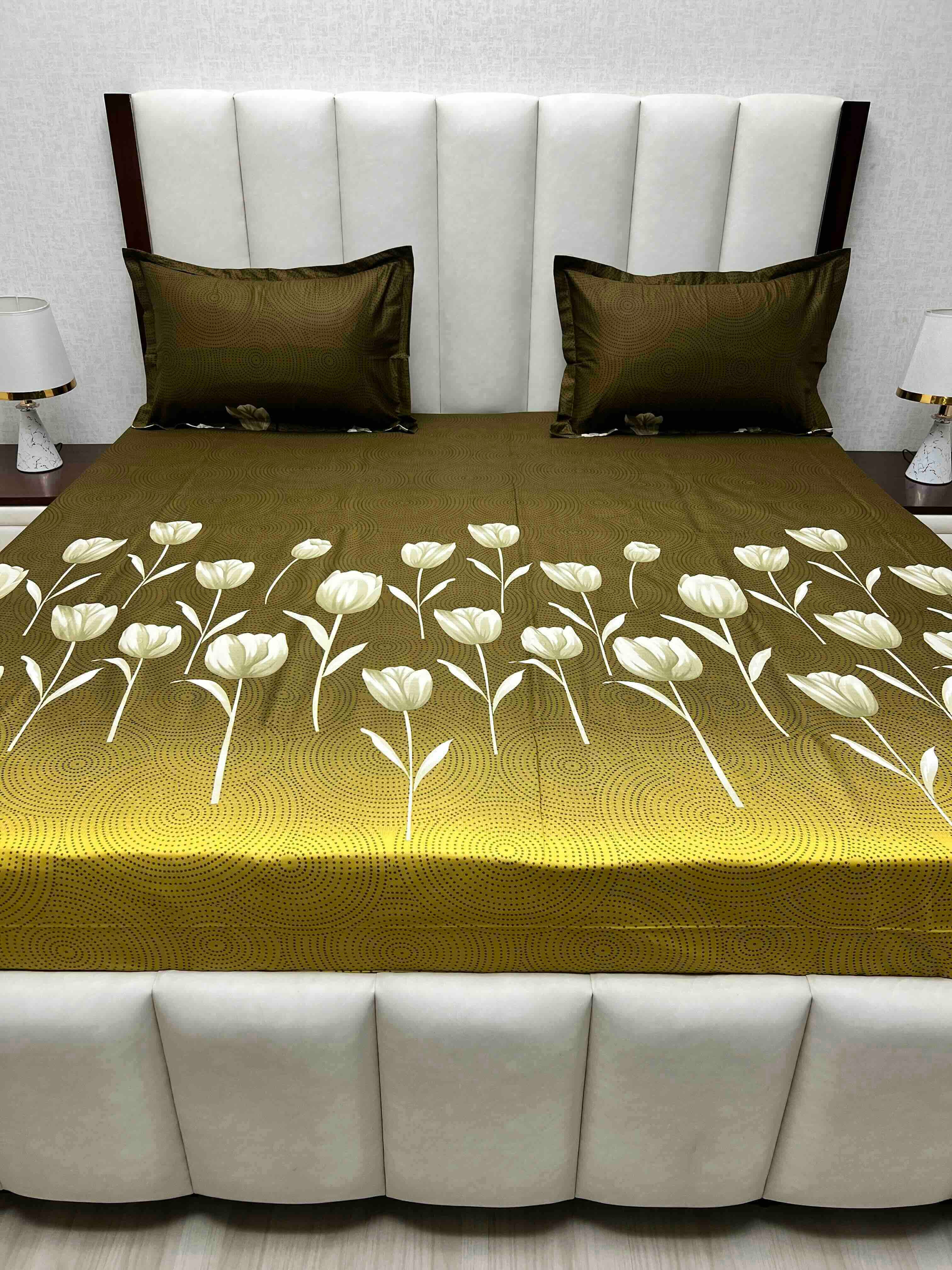 A-4564 - Pure Cotton 180 TC King Size Double Bedsheet (274X274) with Two Pillow Covers (50X76)