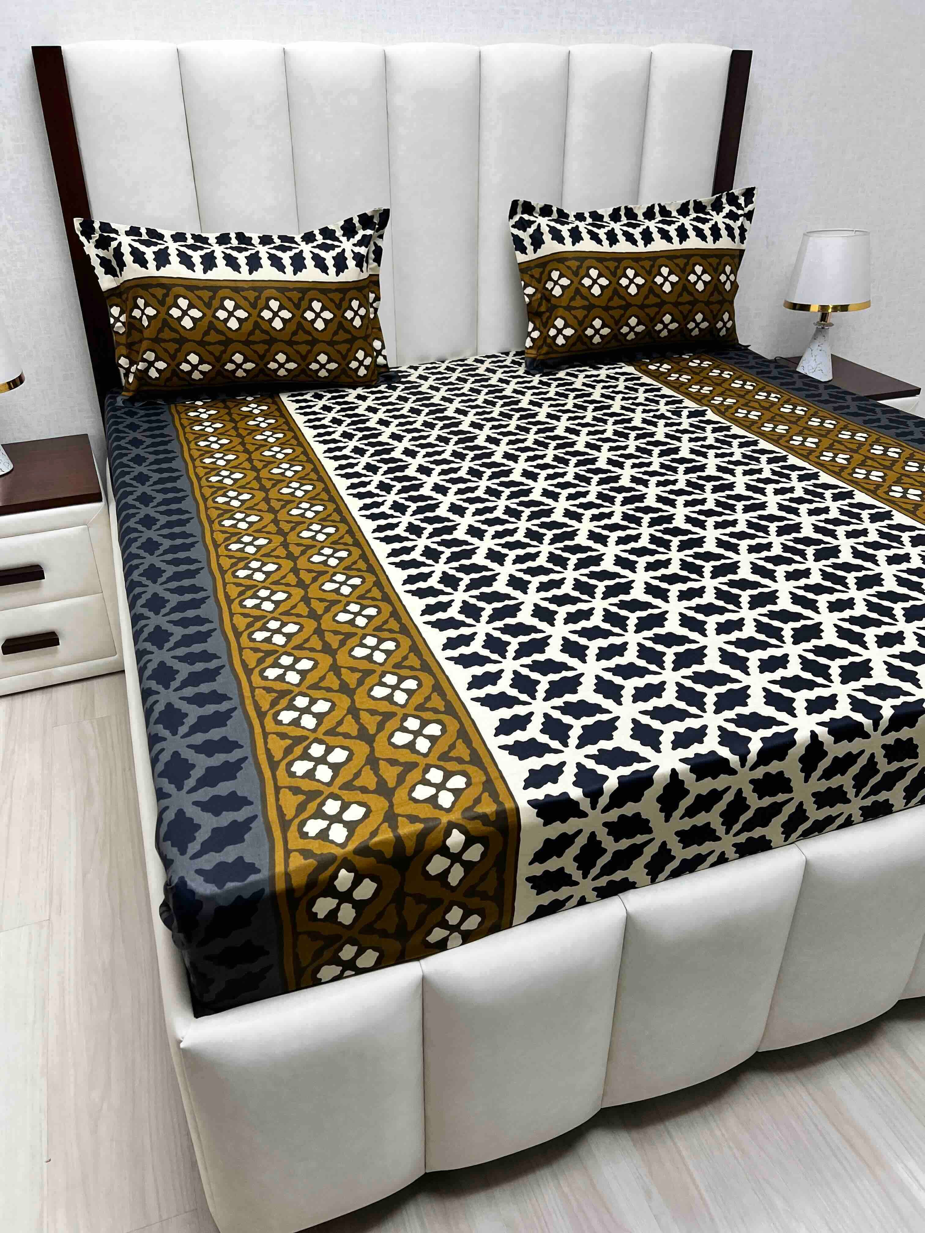 A-4565 - Pure Cotton 180 TC King Size Double Bedsheet (274X274) with Two Pillow Covers (50X76)