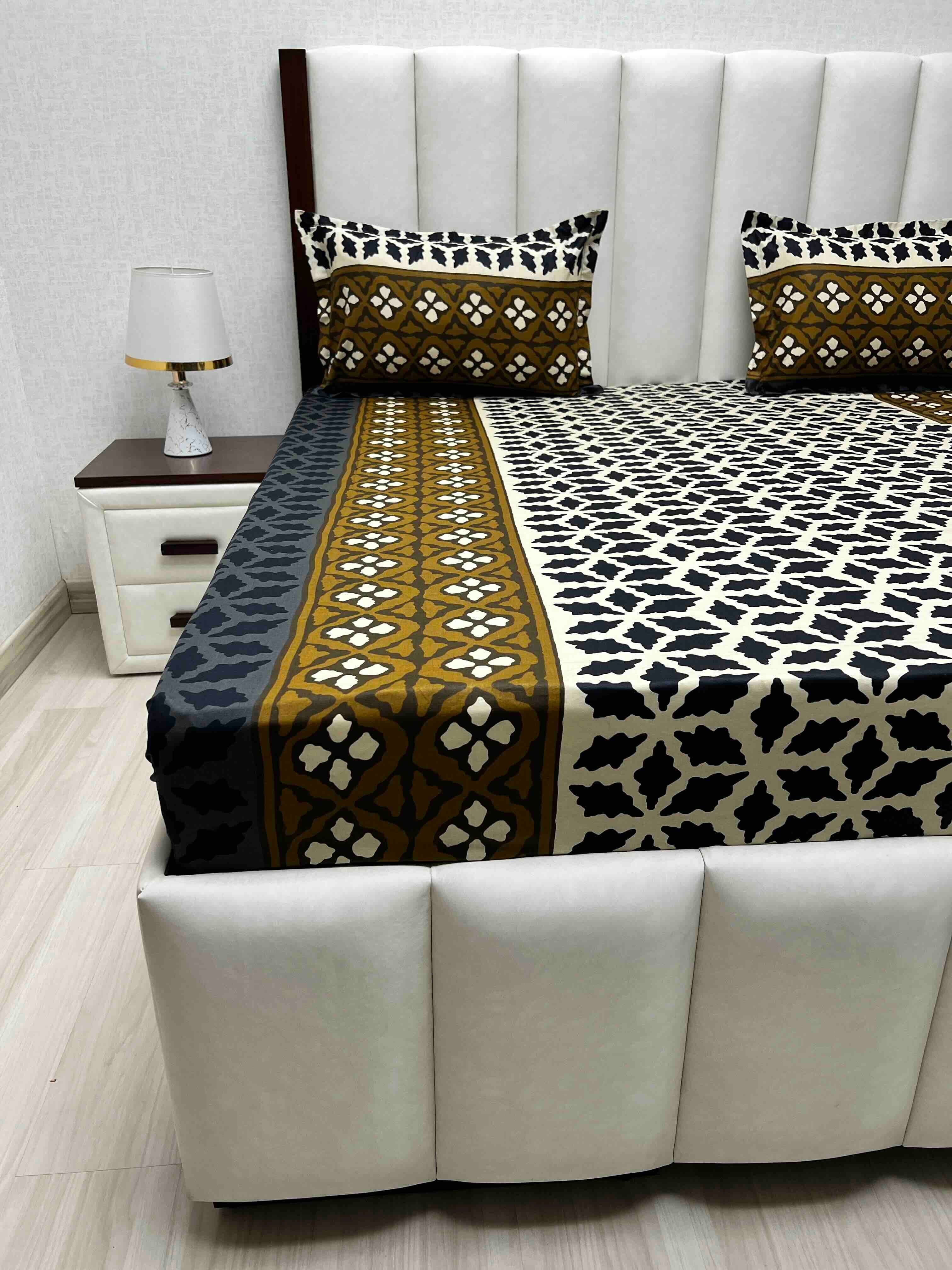 A-4565 - Pure Cotton 180 TC King Size Double Bedsheet (274X274) with Two Pillow Covers (50X76)