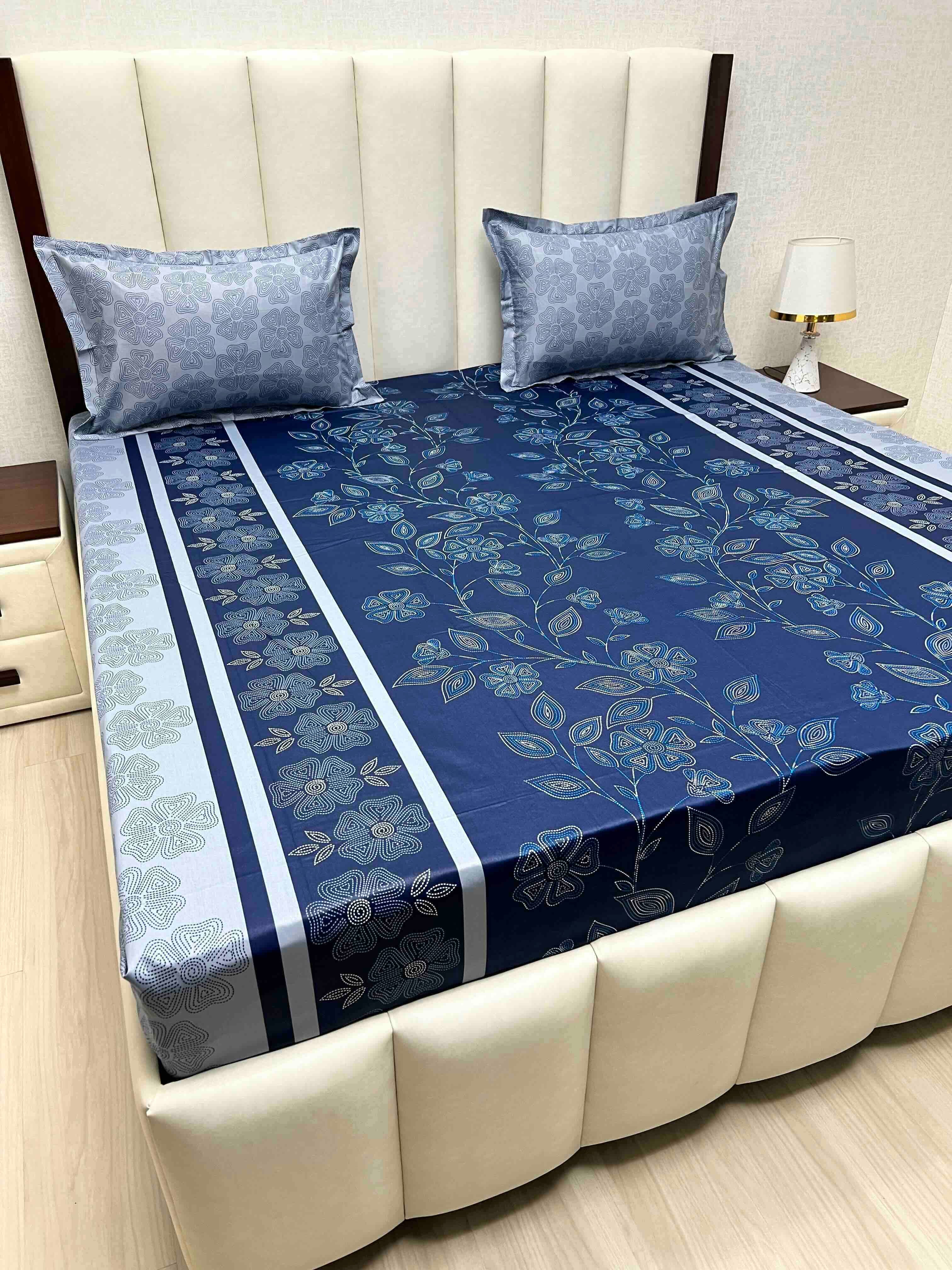 A-4567 - Pure Cotton 180 TC King Size Double Bedsheet (274X274) with Two Pillow Covers (50X76)