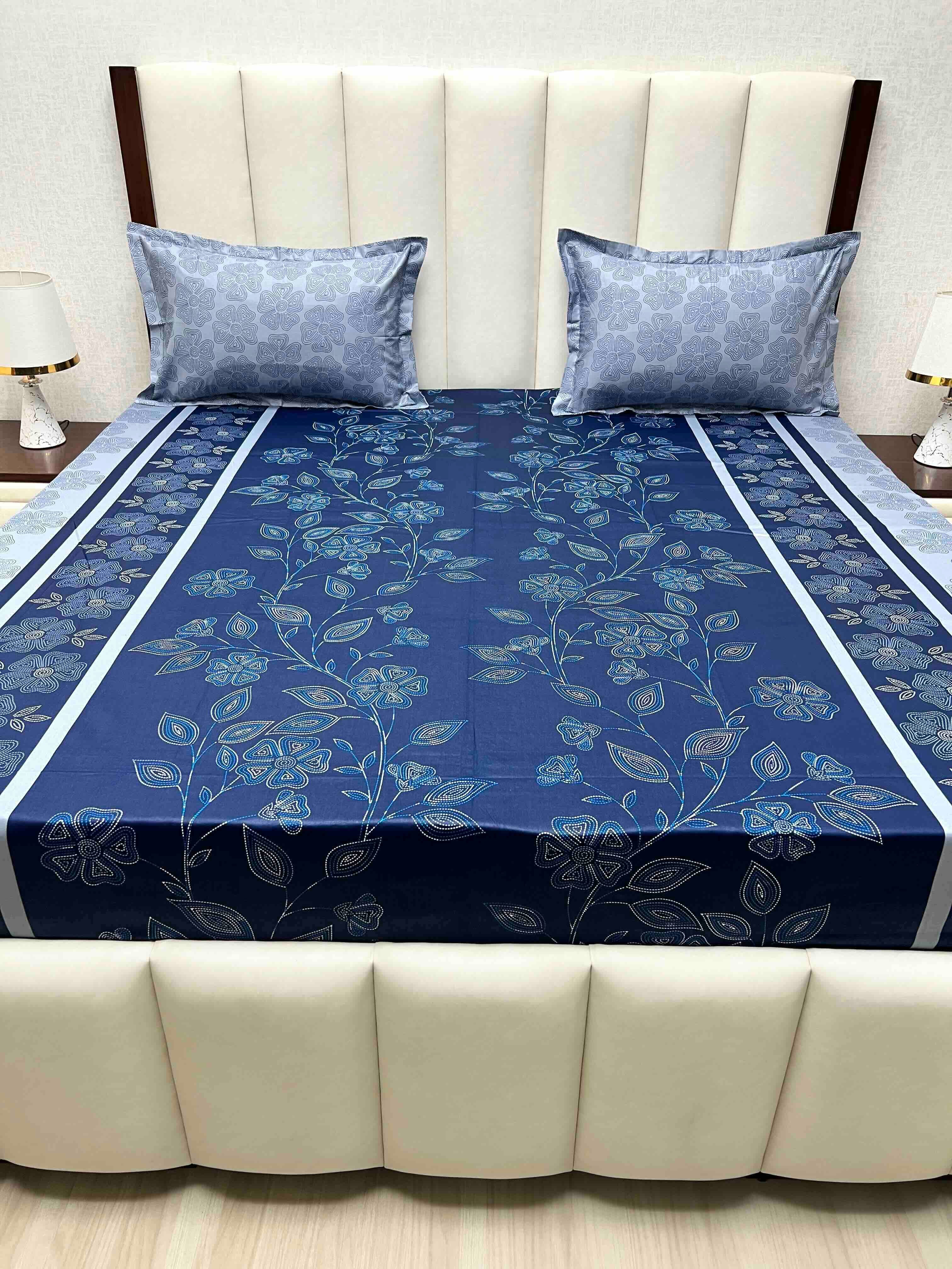 A-4567 - Pure Cotton 180 TC King Size Double Bedsheet (274X274) with Two Pillow Covers (50X76)