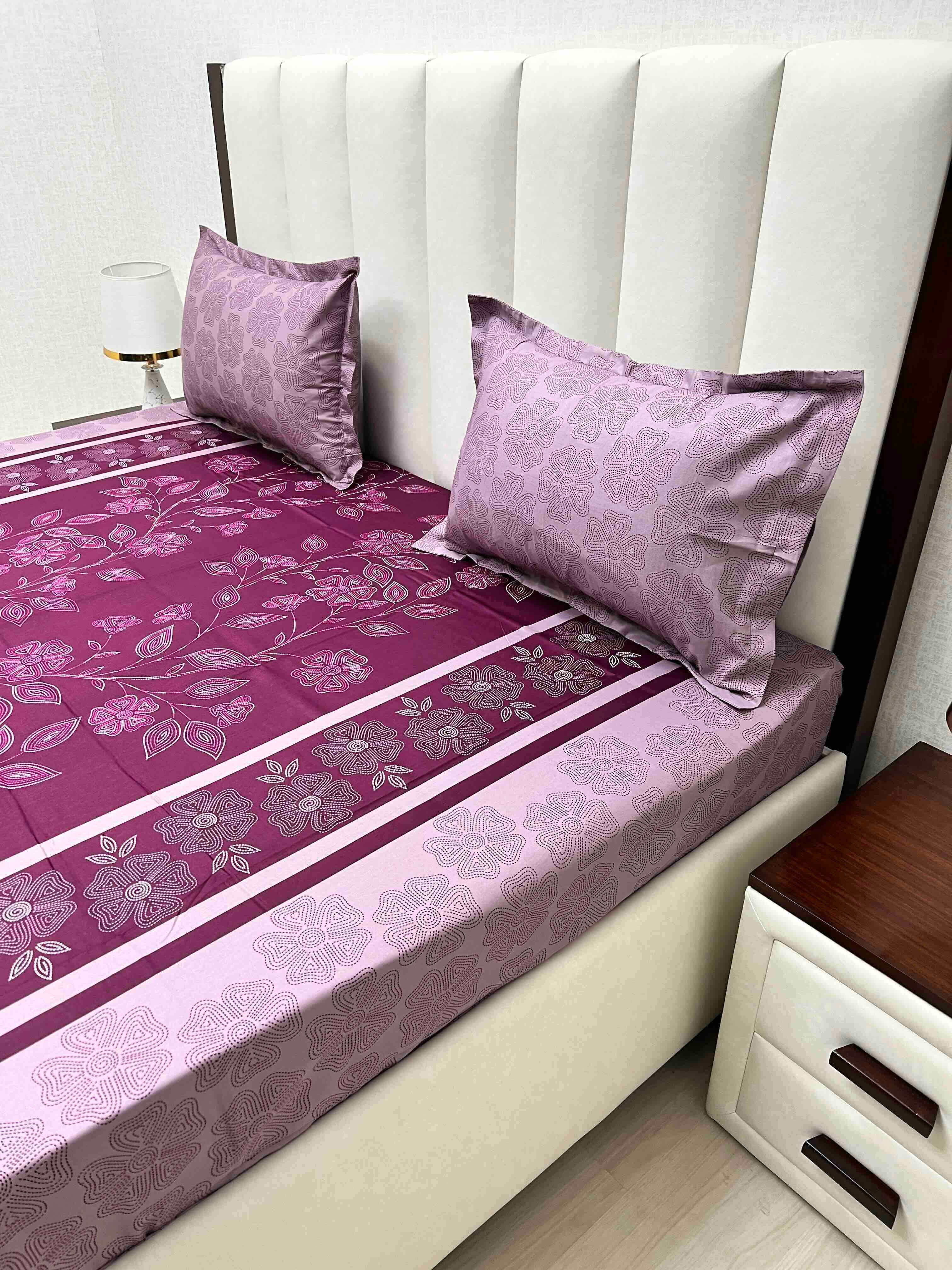 A-4568 - Pure Cotton 180 TC King Size Double Bedsheet (274X274) with Two Pillow Covers (50X76)