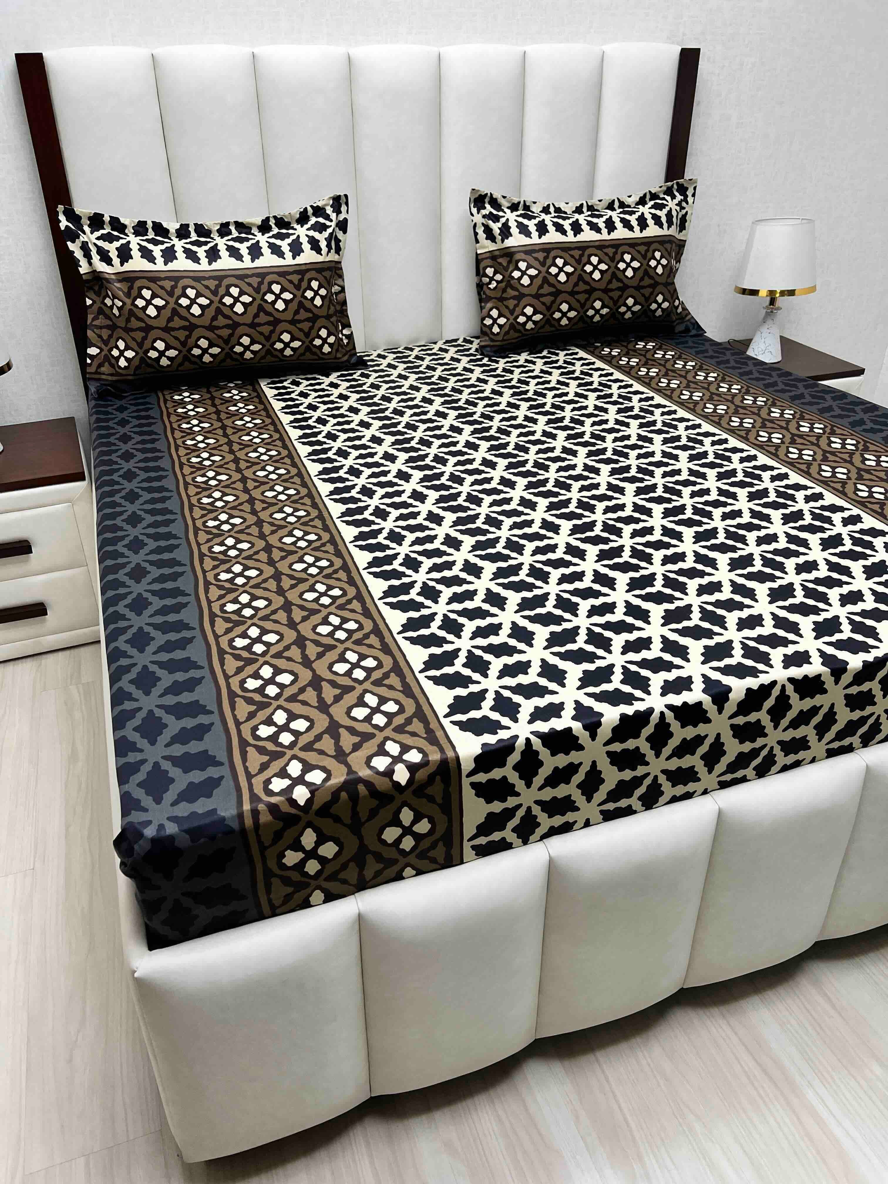 A-4571 - Pure Cotton 180 TC King Size Double Bedsheet (274X274) with Two Pillow Covers (50X76)