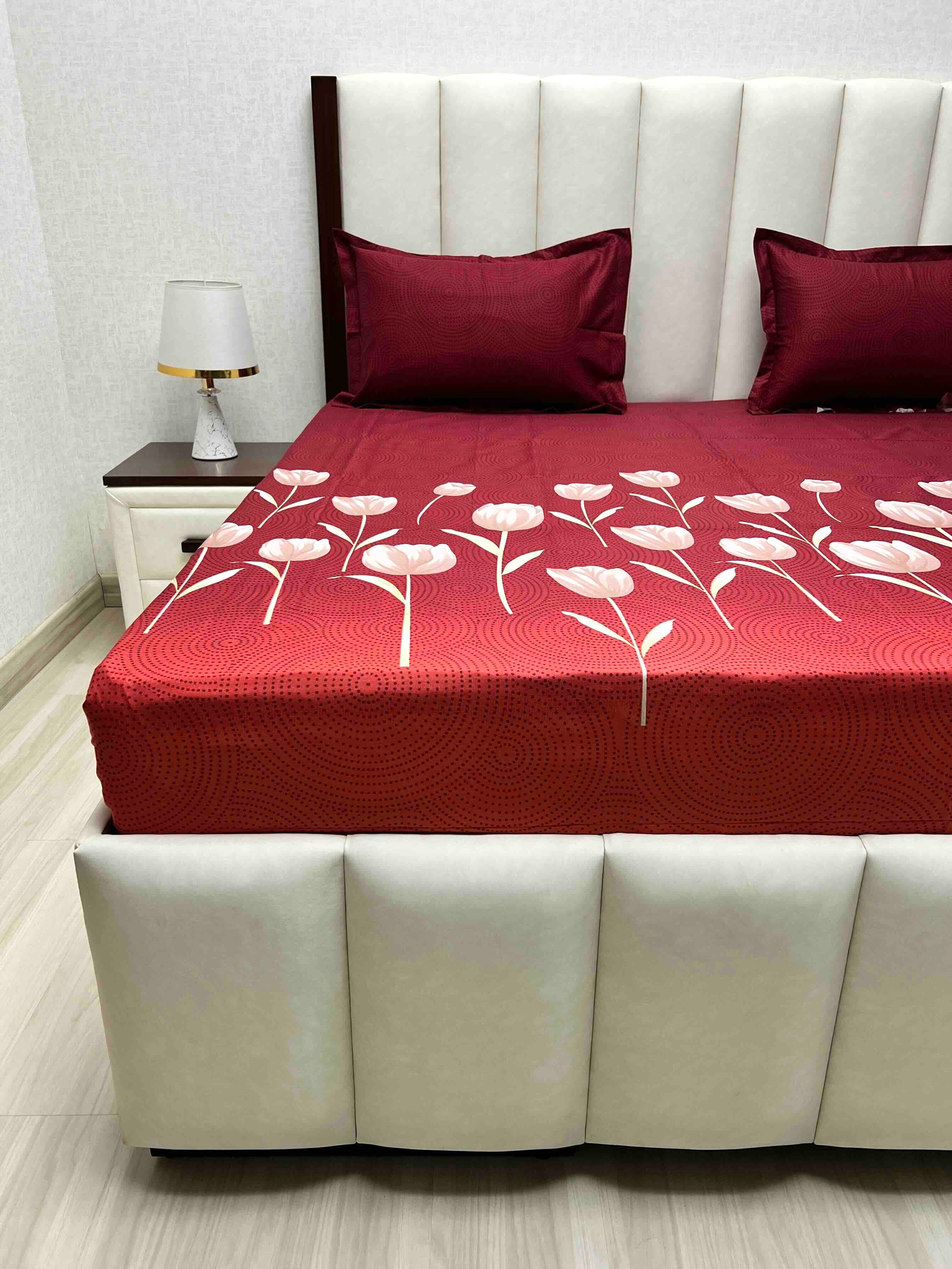 A-4572 - Pure Cotton 180 TC King Size Double Bedsheet (274X274) with Two Pillow Covers (50X76)