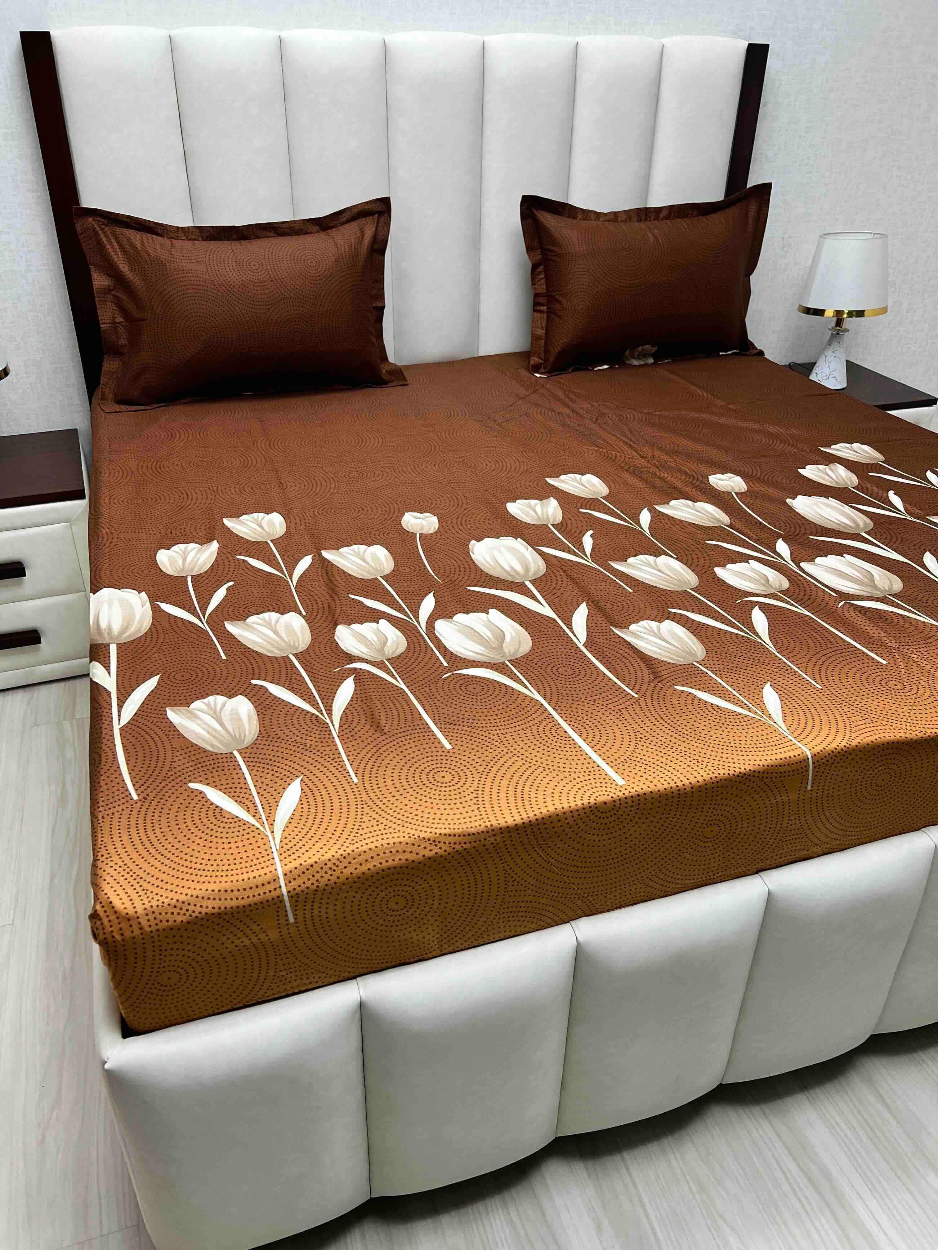 A-4573 - Pure Cotton 180 TC King Size Double Bedsheet (274X274) with Two Pillow Covers (50X76)