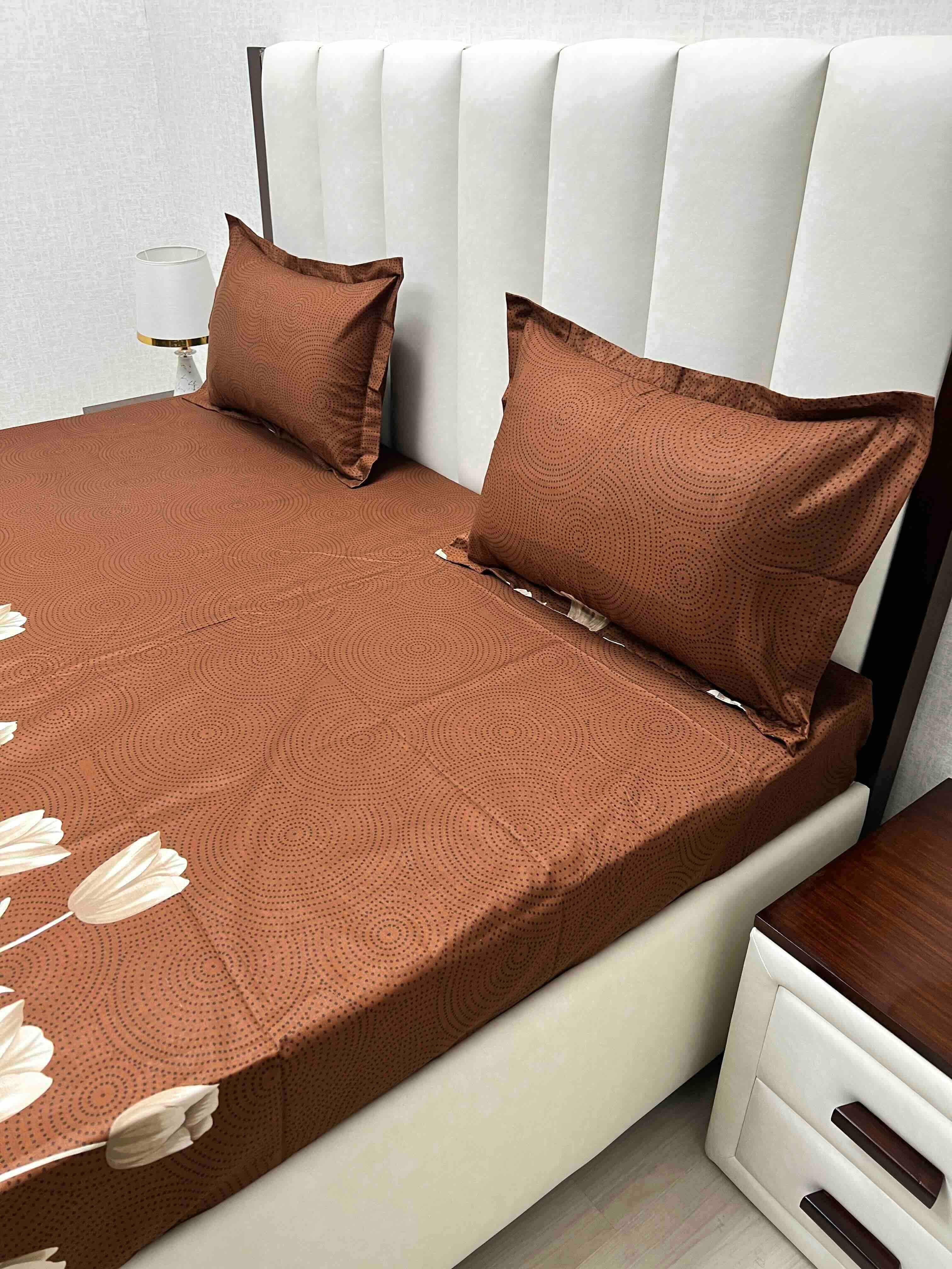 A-4573 - Pure Cotton 180 TC King Size Double Bedsheet (274X274) with Two Pillow Covers (50X76)