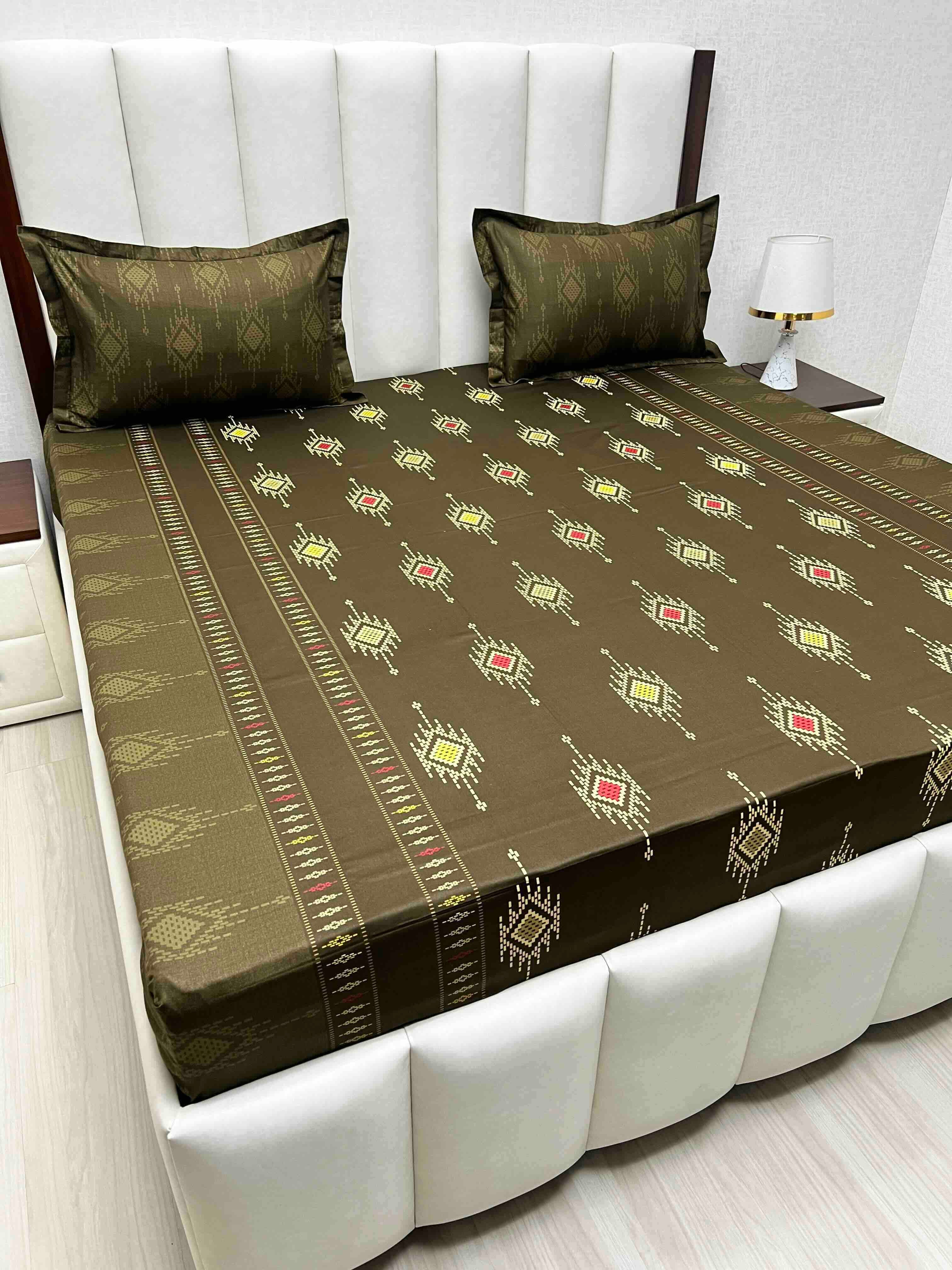 A-4574 - Pure Cotton 180 TC King Size Double Bedsheet (274X274) with Two Pillow Covers (50X76)