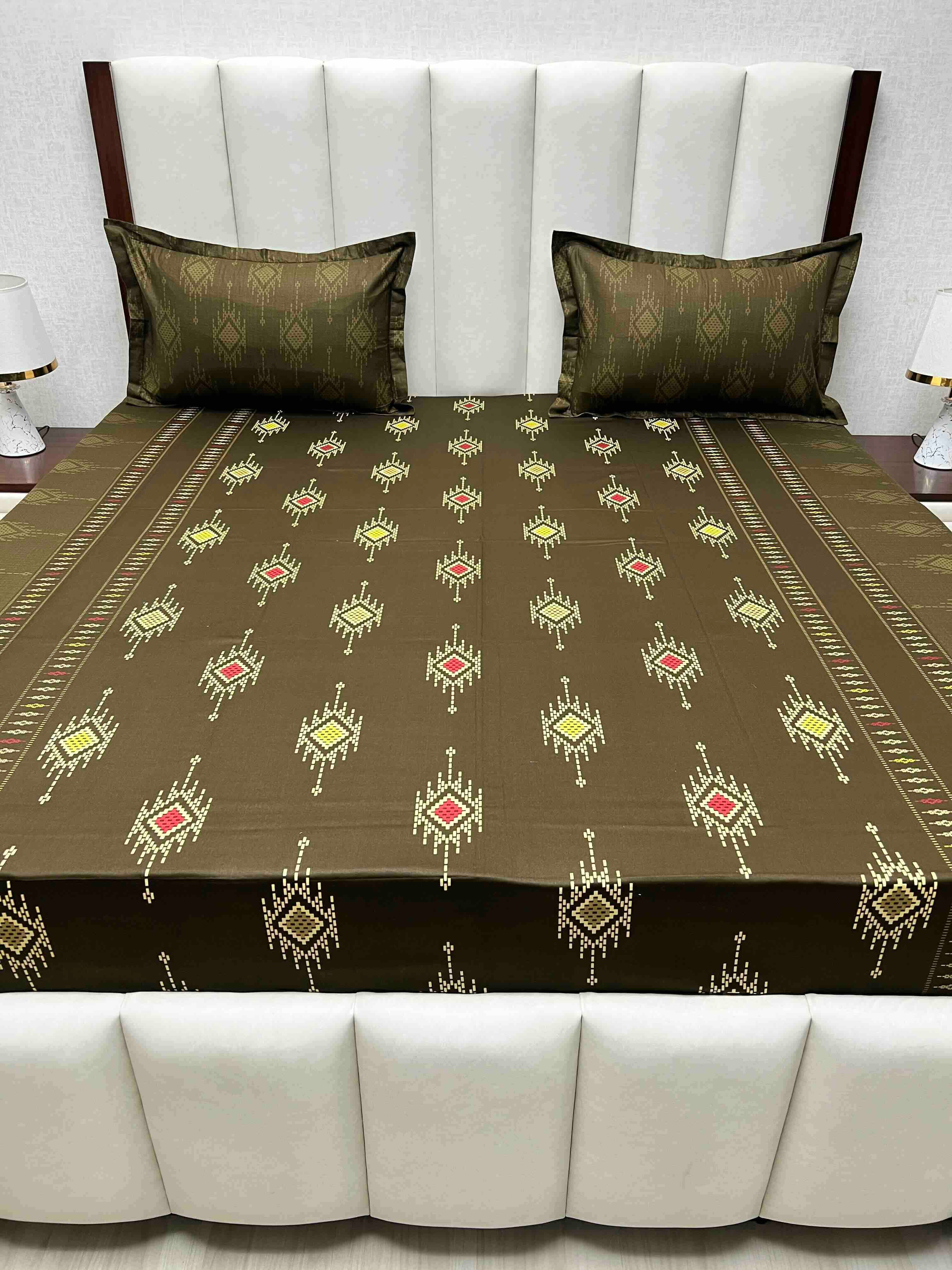 A-4574 - Pure Cotton 180 TC King Size Double Bedsheet (274X274) with Two Pillow Covers (50X76)