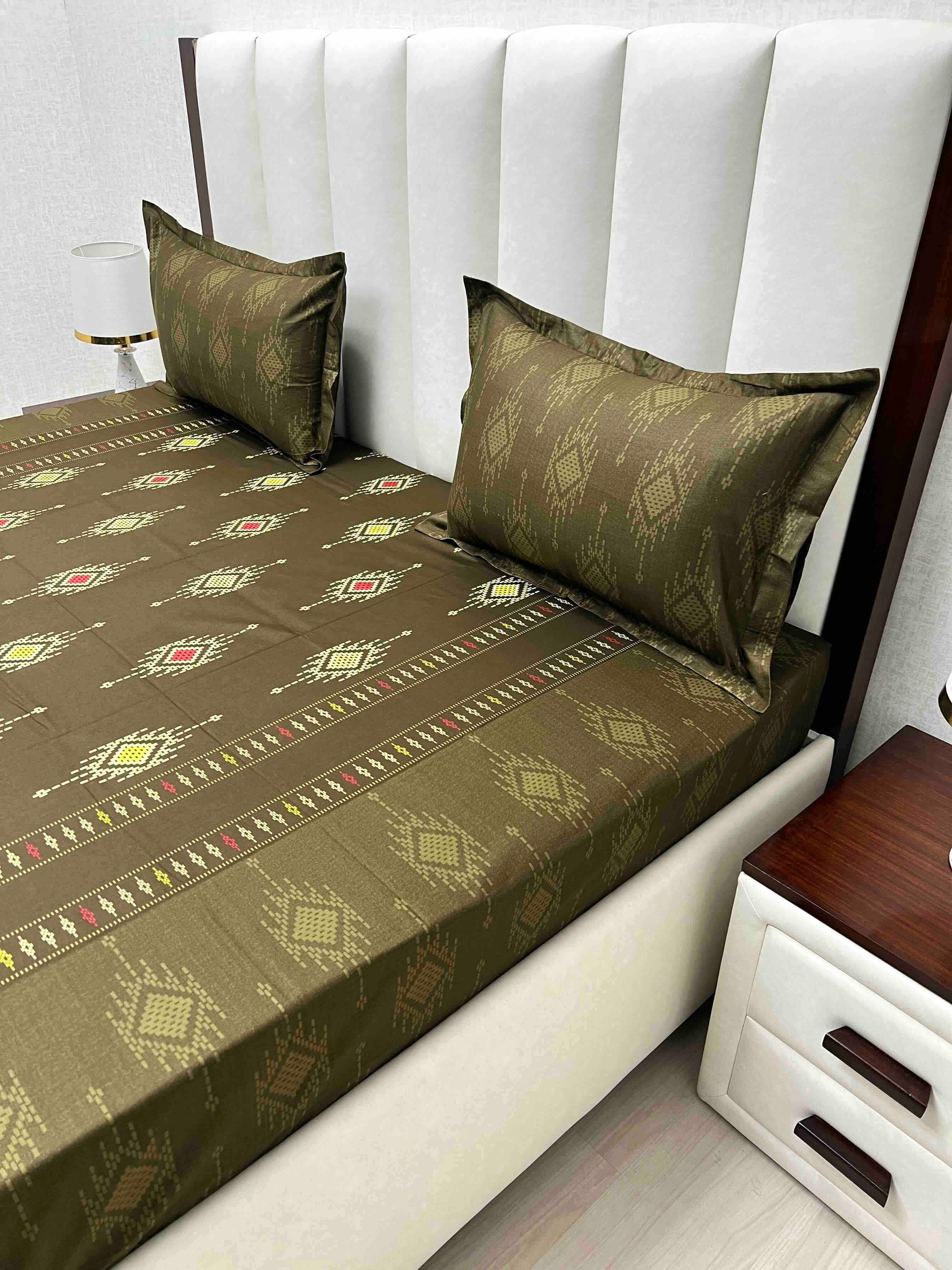 A-4574 - Pure Cotton 180 TC King Size Double Bedsheet (274X274) with Two Pillow Covers (50X76)