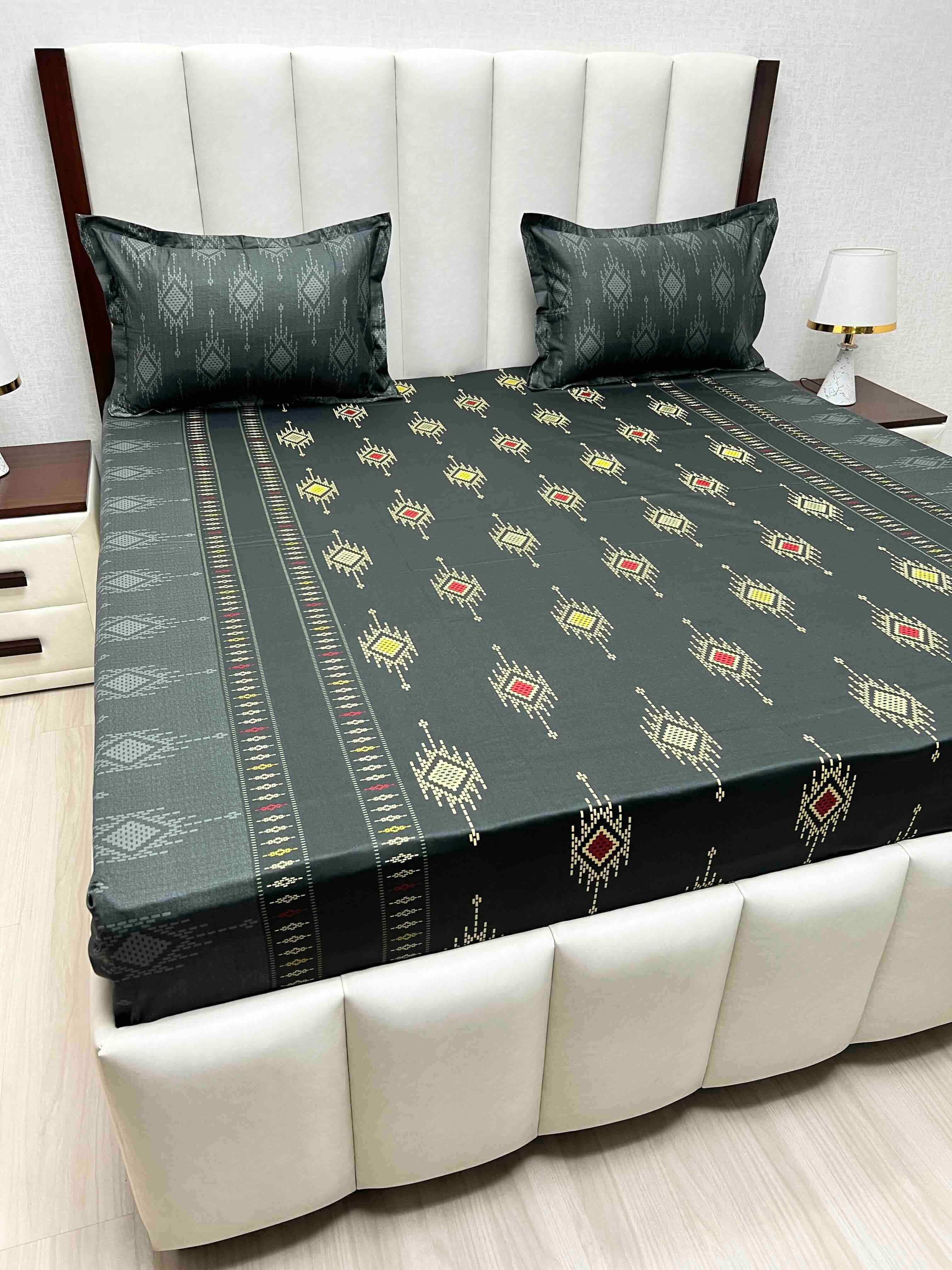 A-4575 - Pure Cotton 180 TC King Size Double Bedsheet (274X274) with Two Pillow Covers (50X76)