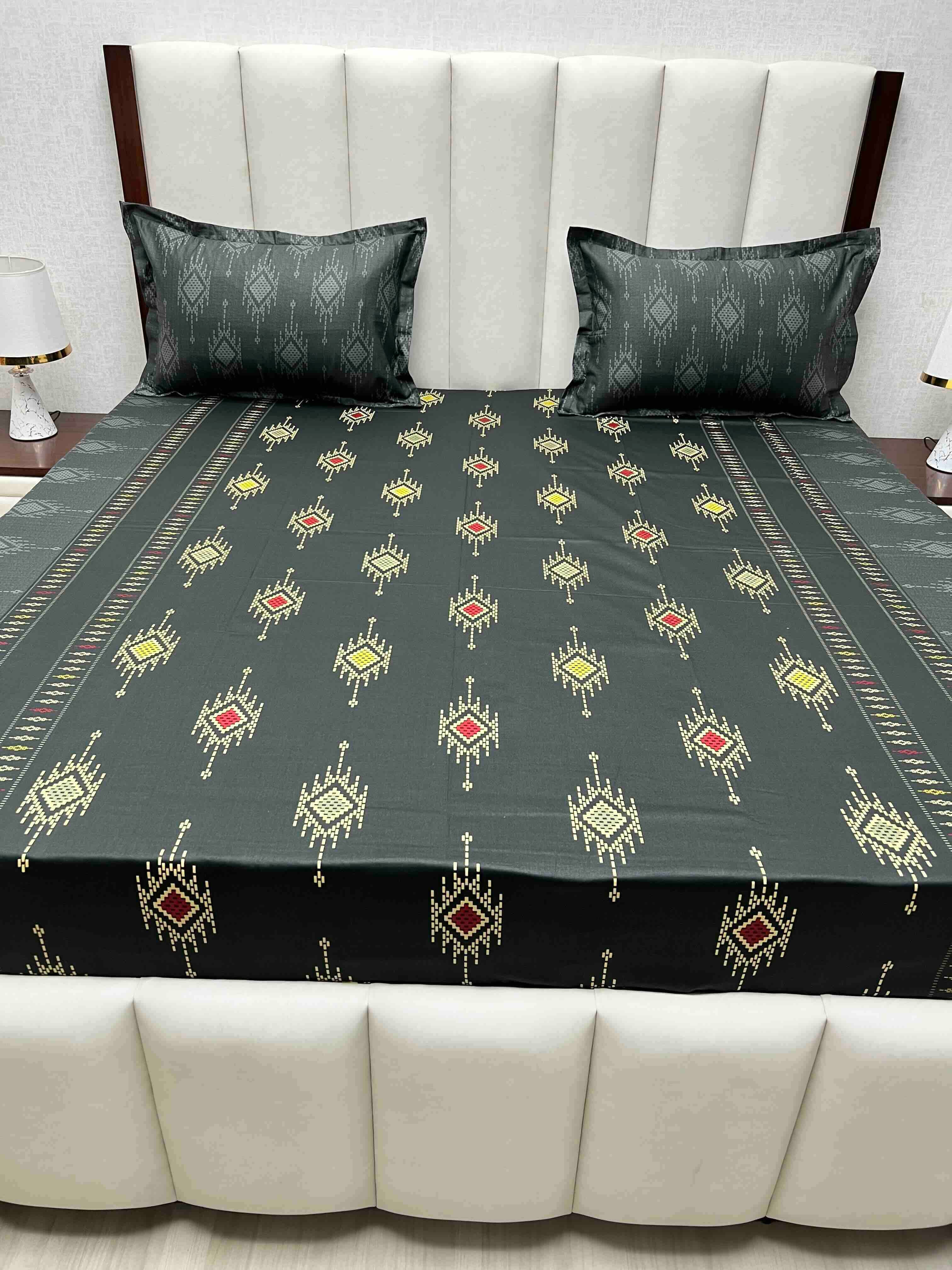 A-4575 - Pure Cotton 180 TC King Size Double Bedsheet (274X274) with Two Pillow Covers (50X76)