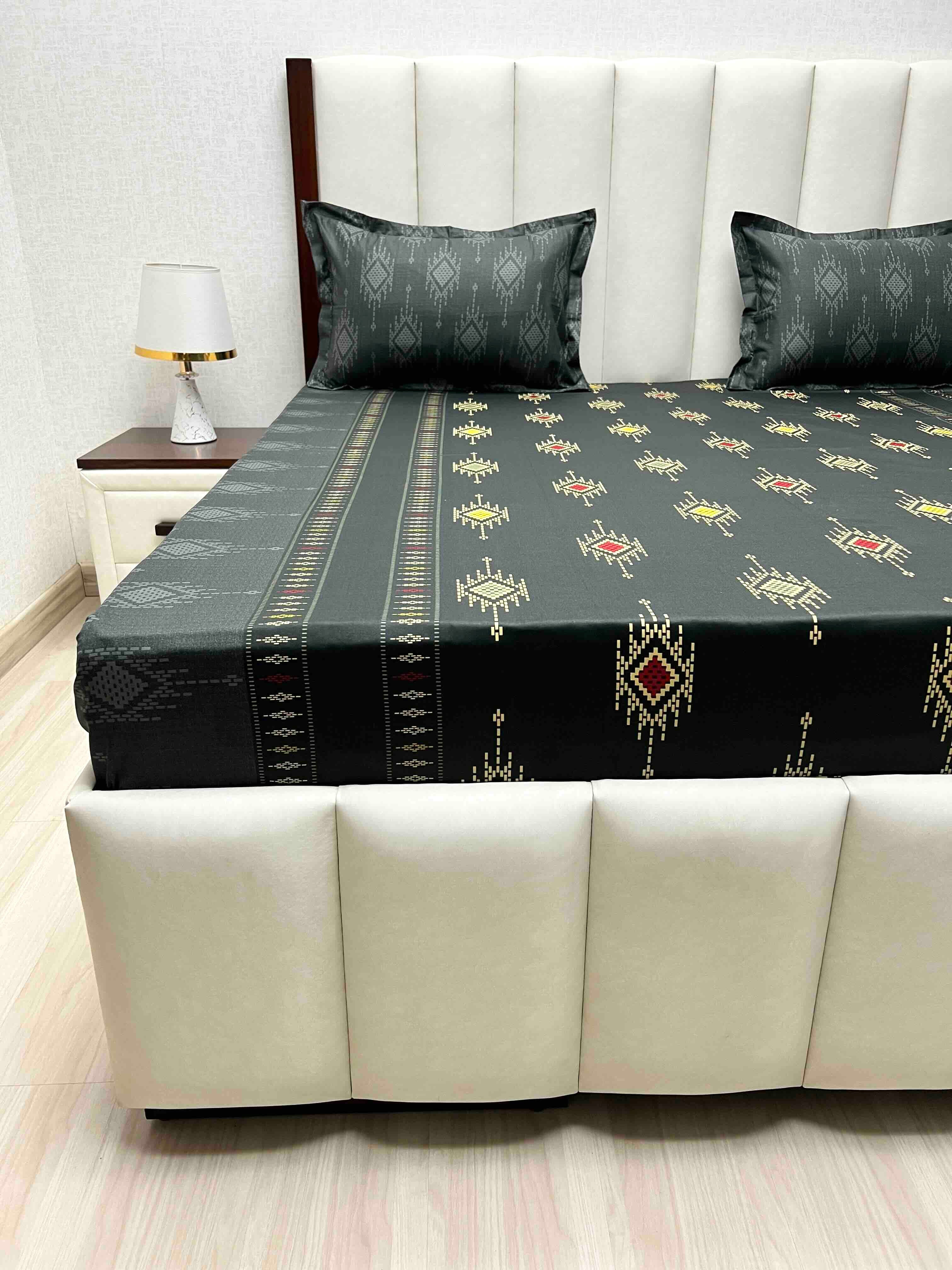 A-4575 - Pure Cotton 180 TC King Size Double Bedsheet (274X274) with Two Pillow Covers (50X76)