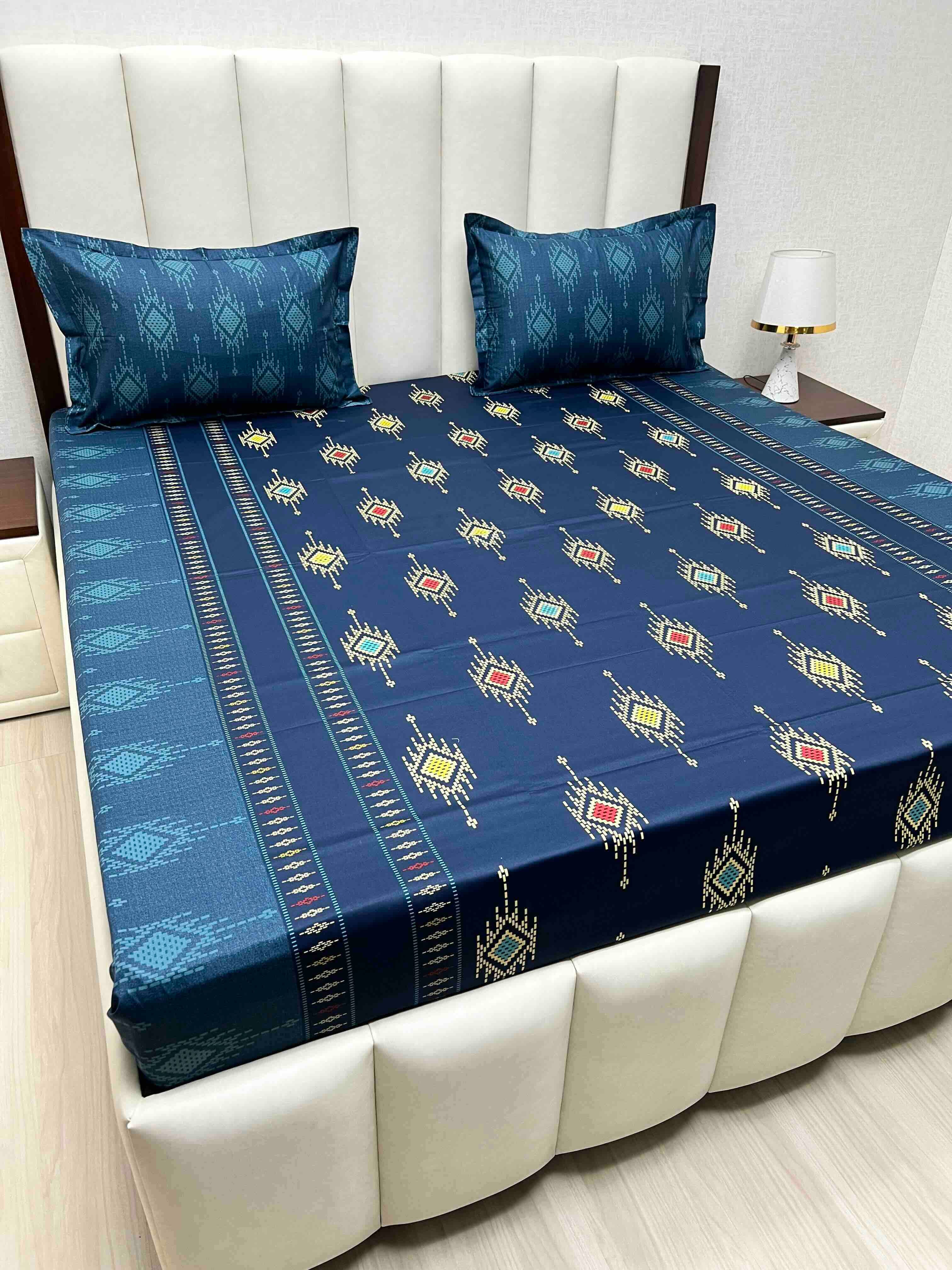 A-4576 - Pure Cotton 180 TC King Size Double Bedsheet (274X274) with Two Pillow Covers (50X76)