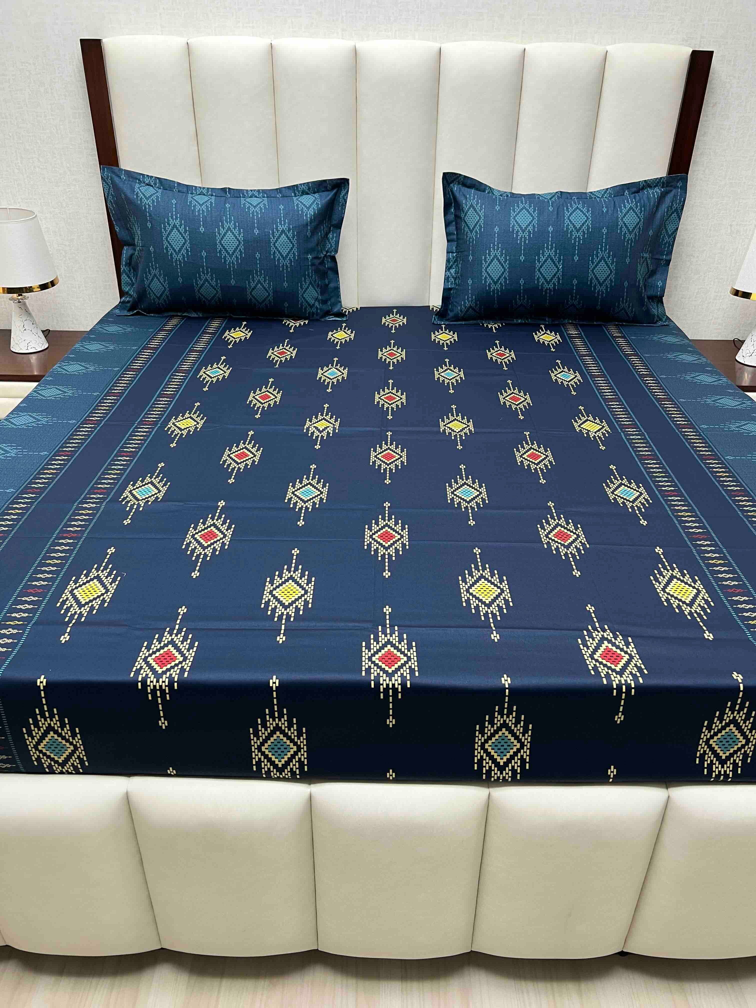 A-4576 - Pure Cotton 180 TC King Size Double Bedsheet (274X274) with Two Pillow Covers (50X76)