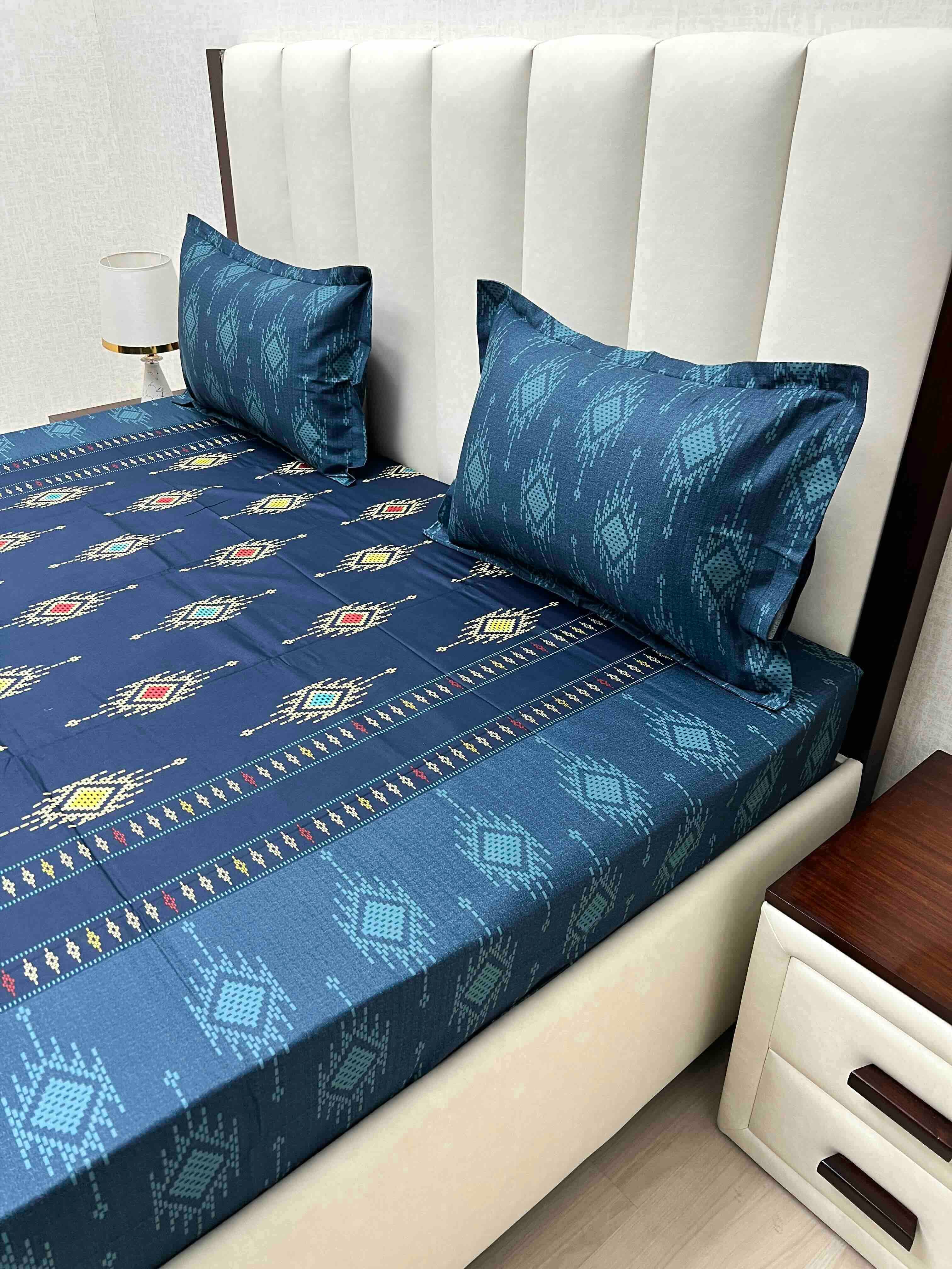 A-4576 - Pure Cotton 180 TC King Size Double Bedsheet (274X274) with Two Pillow Covers (50X76)