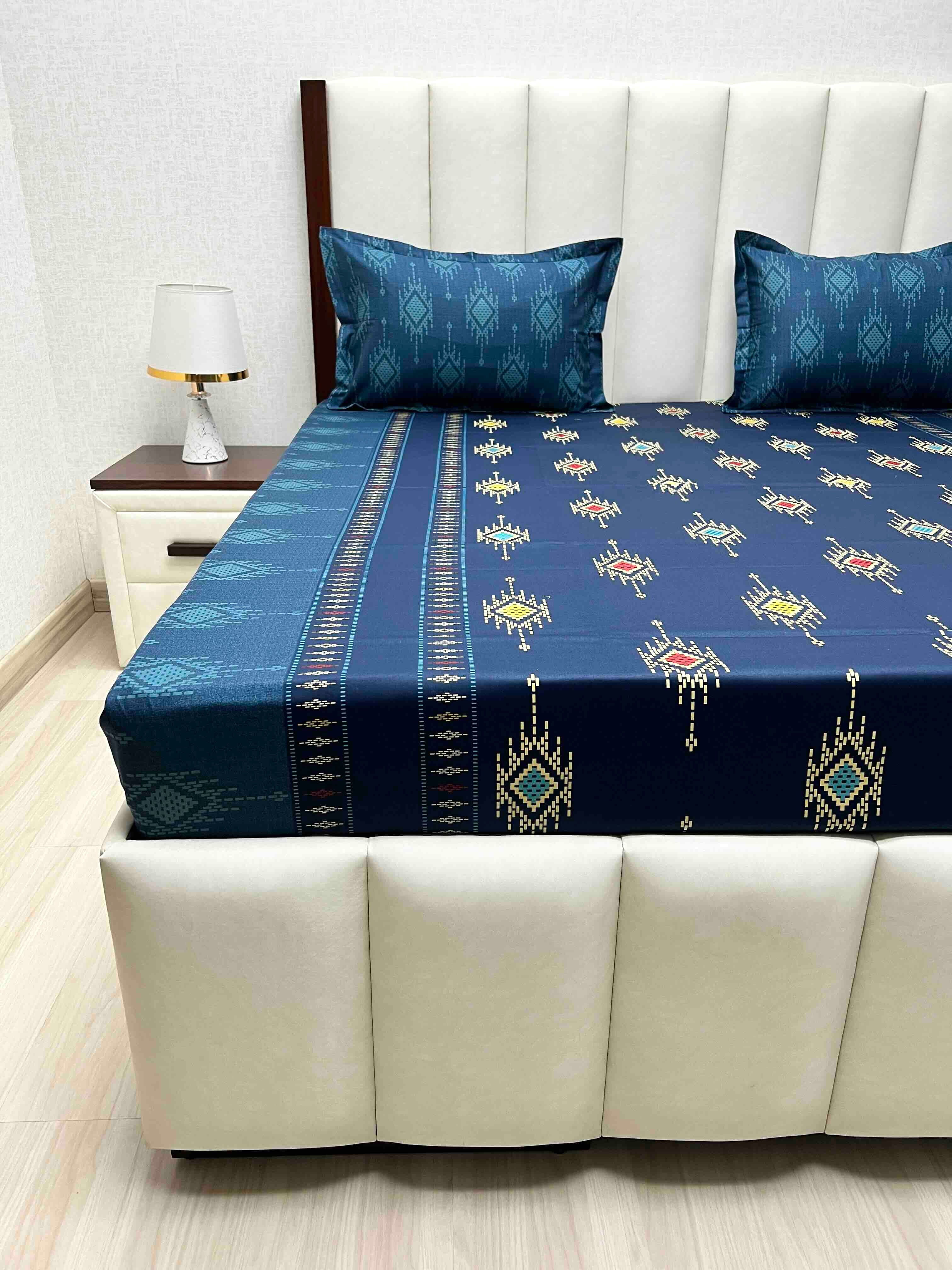 A-4576 - Pure Cotton 180 TC King Size Double Bedsheet (274X274) with Two Pillow Covers (50X76)