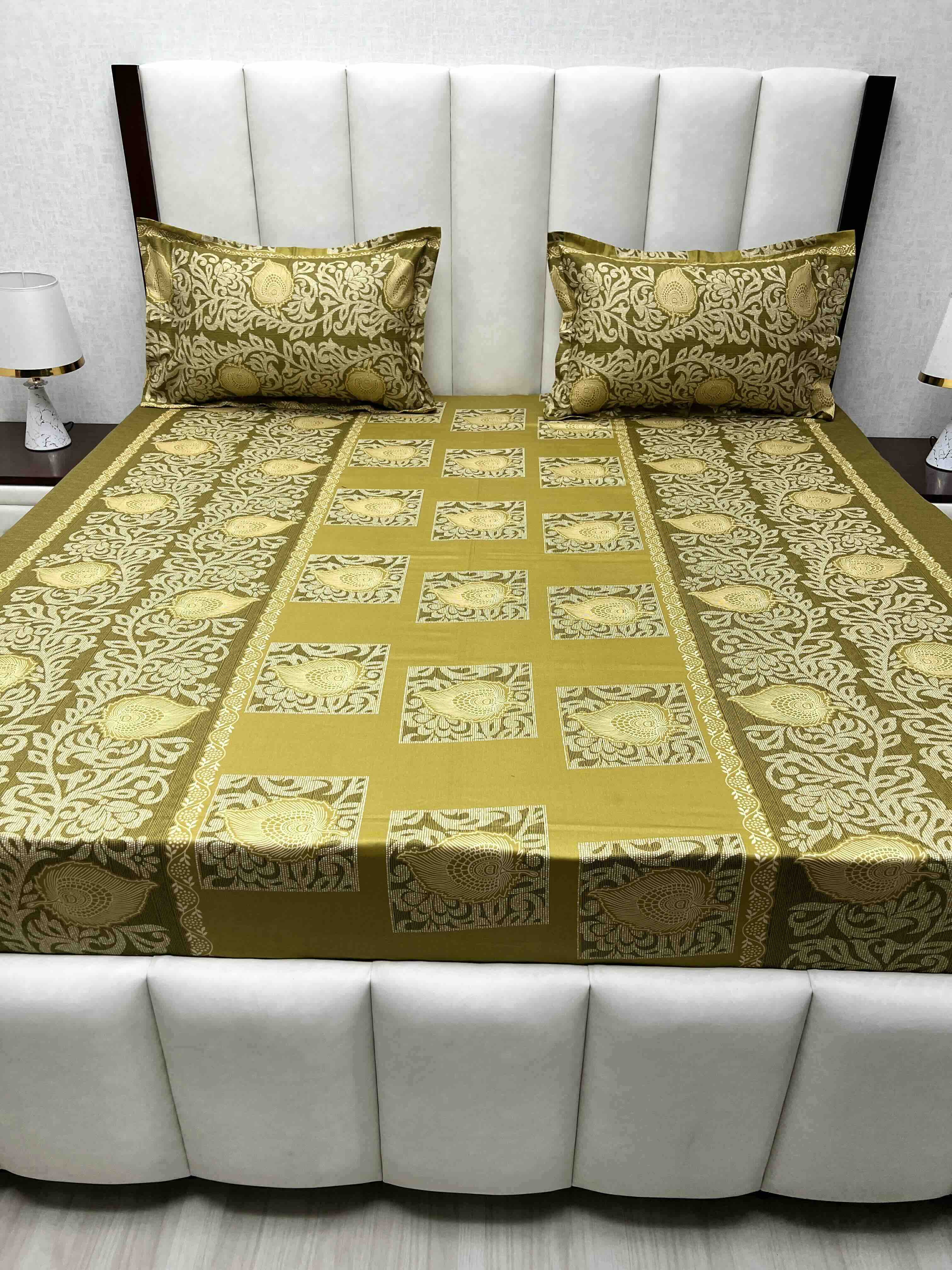 A-4579 - Pure Cotton 180 TC King Size Double Bedsheet (274X274) with Two Pillow Covers (50X76)