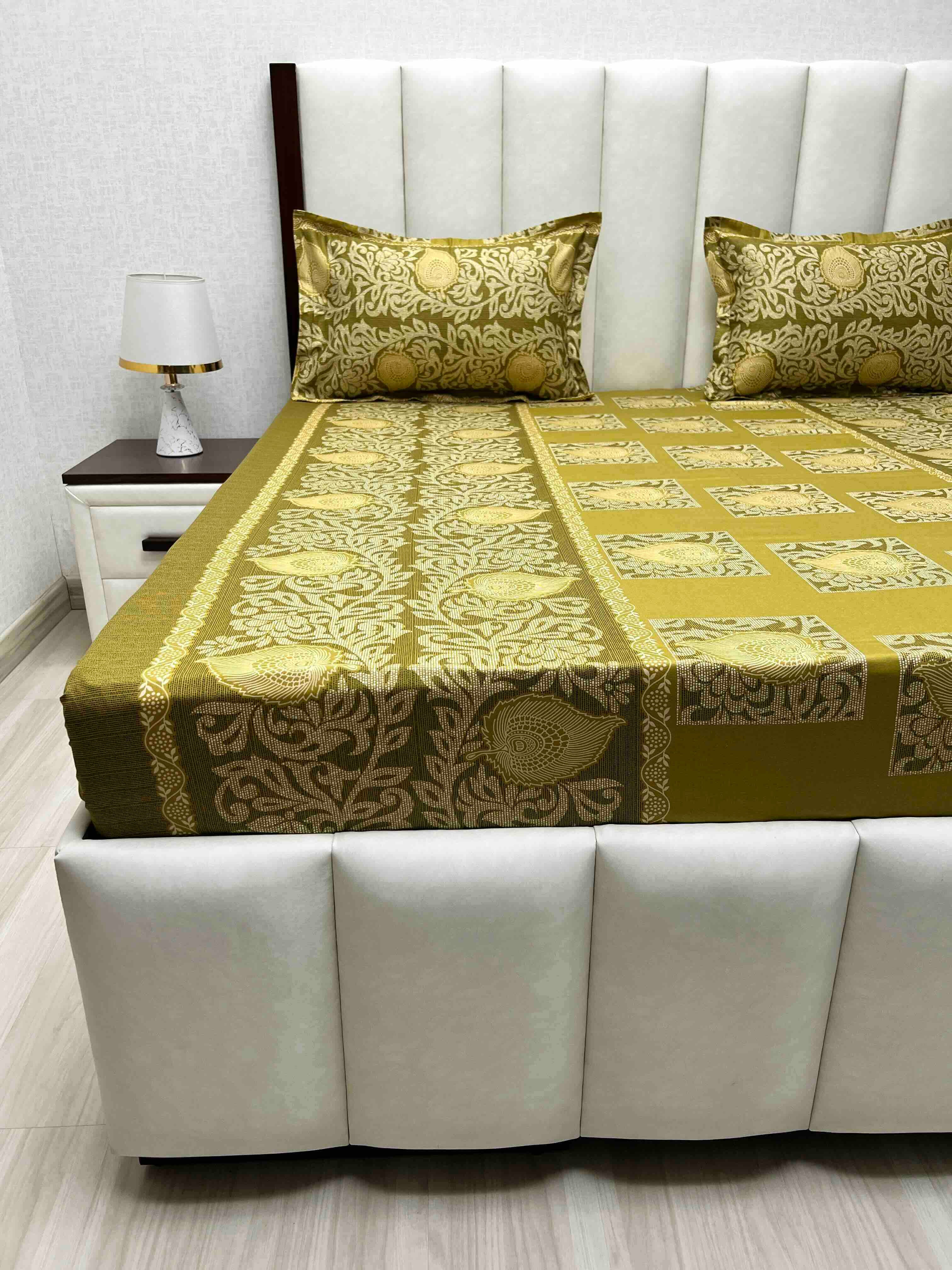 A-4579 - Pure Cotton 180 TC King Size Double Bedsheet (274X274) with Two Pillow Covers (50X76)