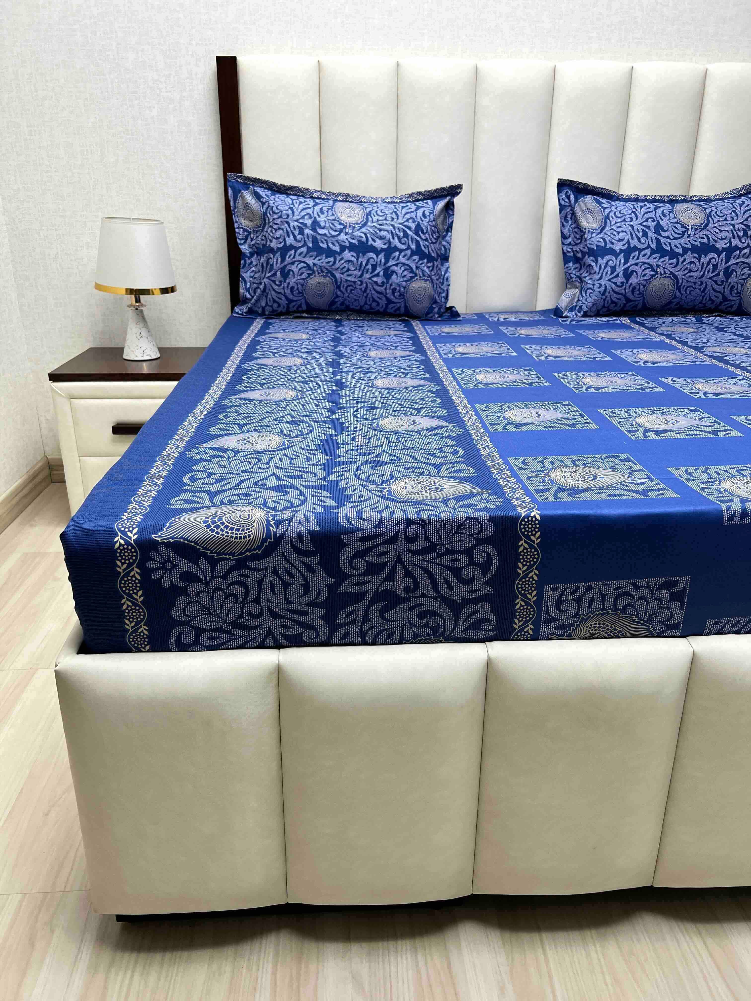 A-4580 - Pure Cotton 180 TC King Size Double Bedsheet (274X274) with Two Pillow Covers (50X76)