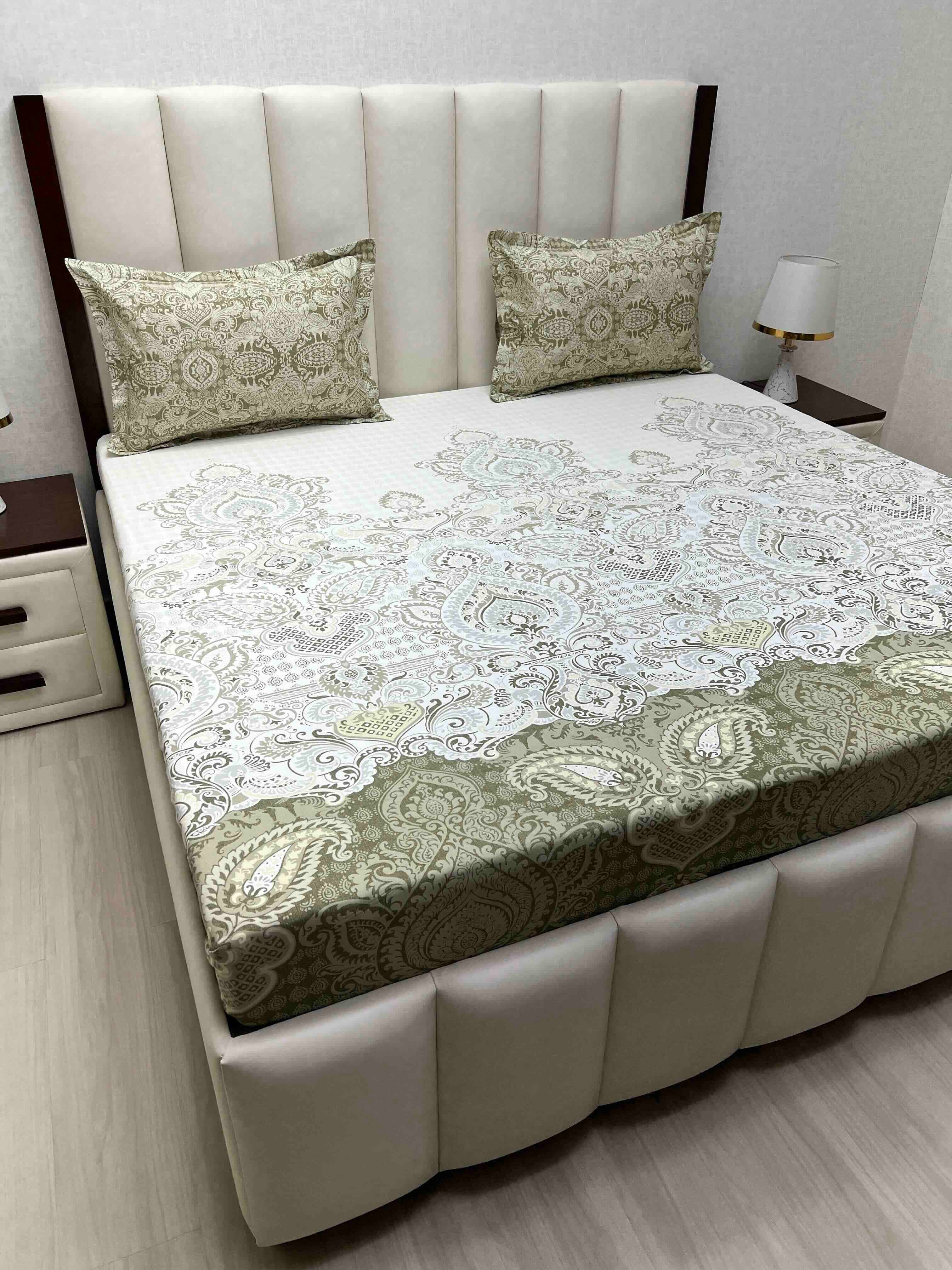 A-4583 - Pure Cotton 210 TC King Size Double Bedsheet (274X274) with Two Pillow Covers (50X76)