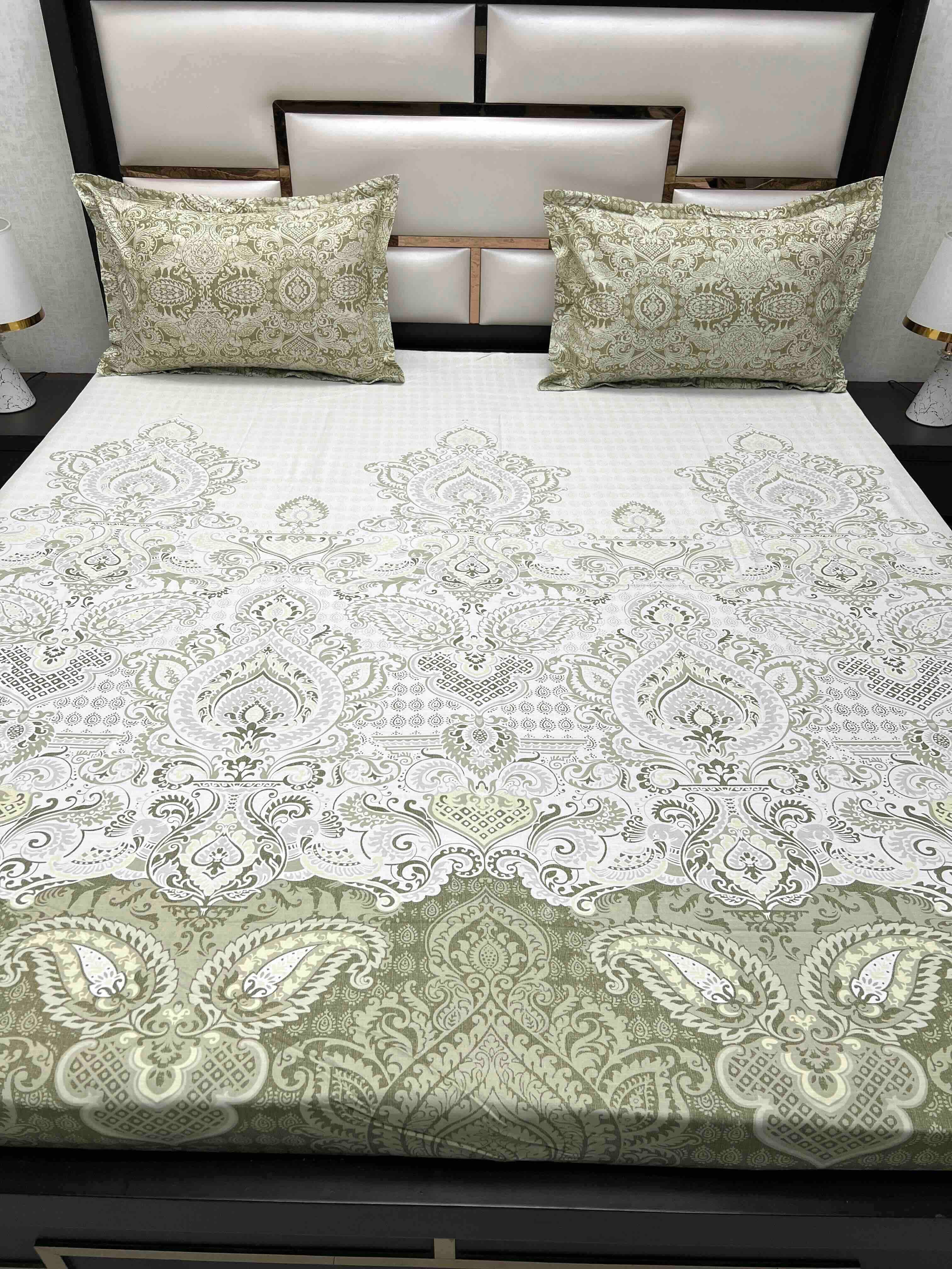 A-4583 - Pure Cotton 210 TC King Size Double Bedsheet (274X274) with Two Pillow Covers (50X76)