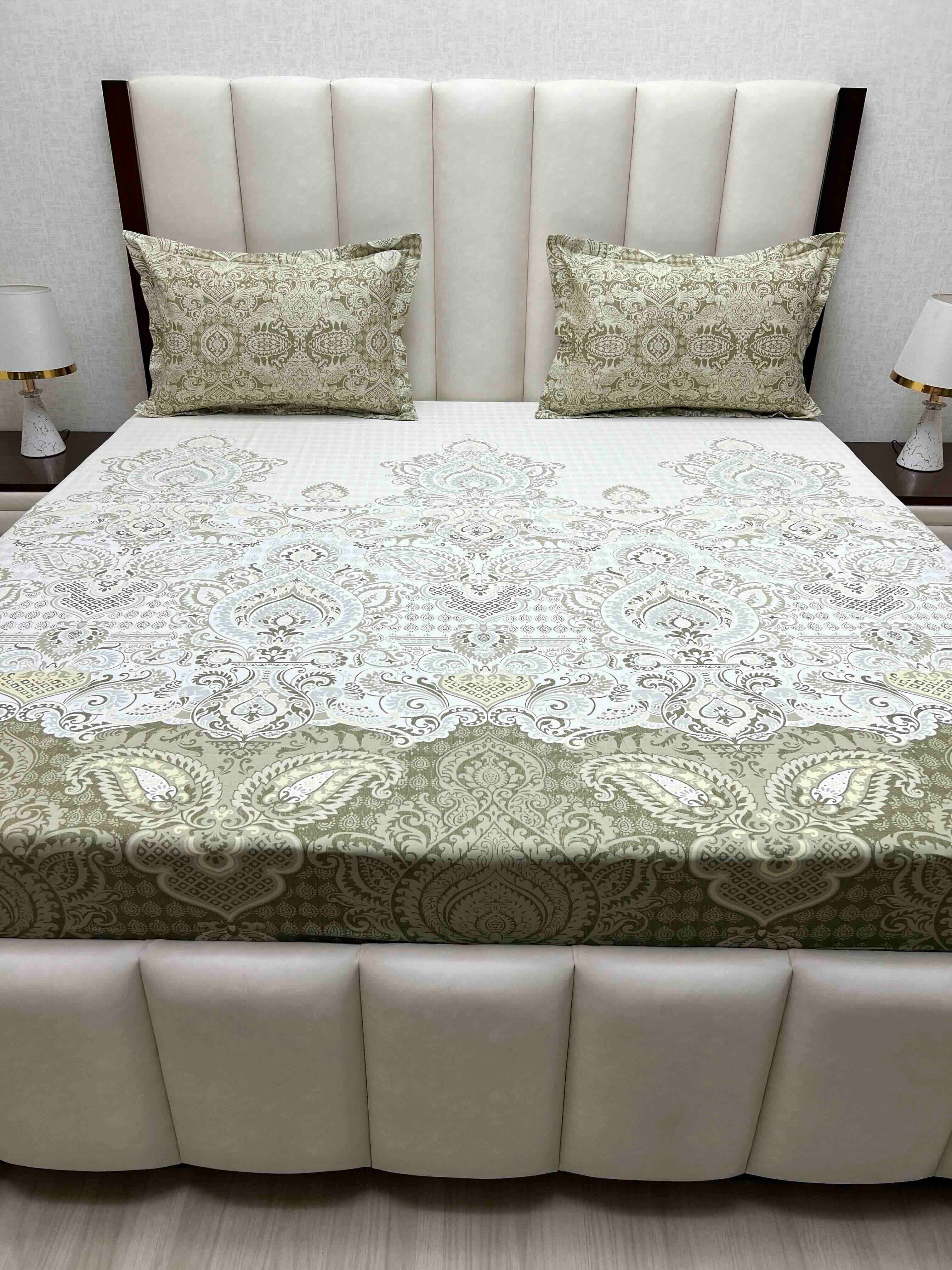 A-4583 - Pure Cotton 210 TC King Size Double Bedsheet (274X274) with Two Pillow Covers (50X76)