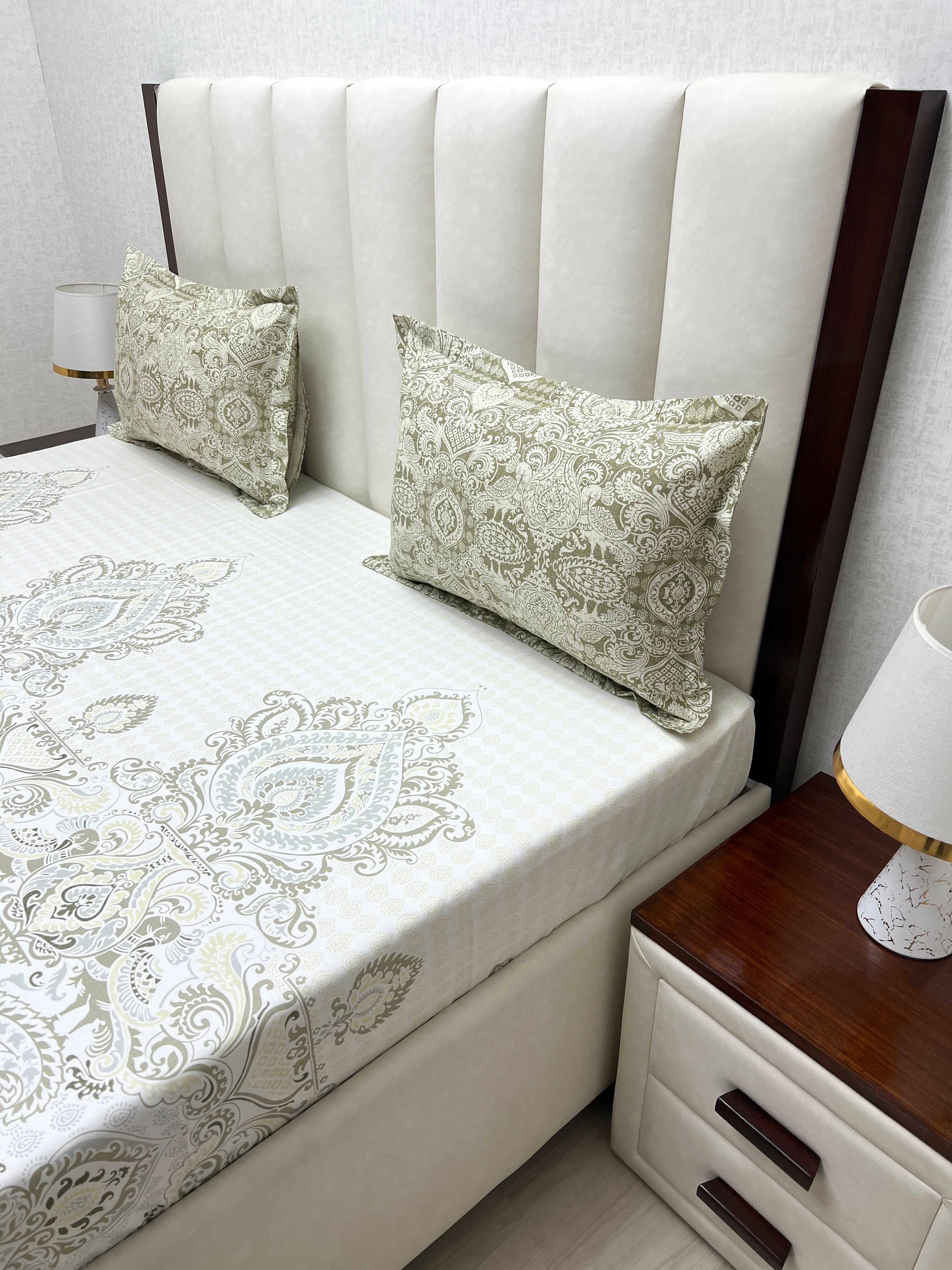A-4583 - Pure Cotton 210 TC King Size Double Bedsheet (274X274) with Two Pillow Covers (50X76)