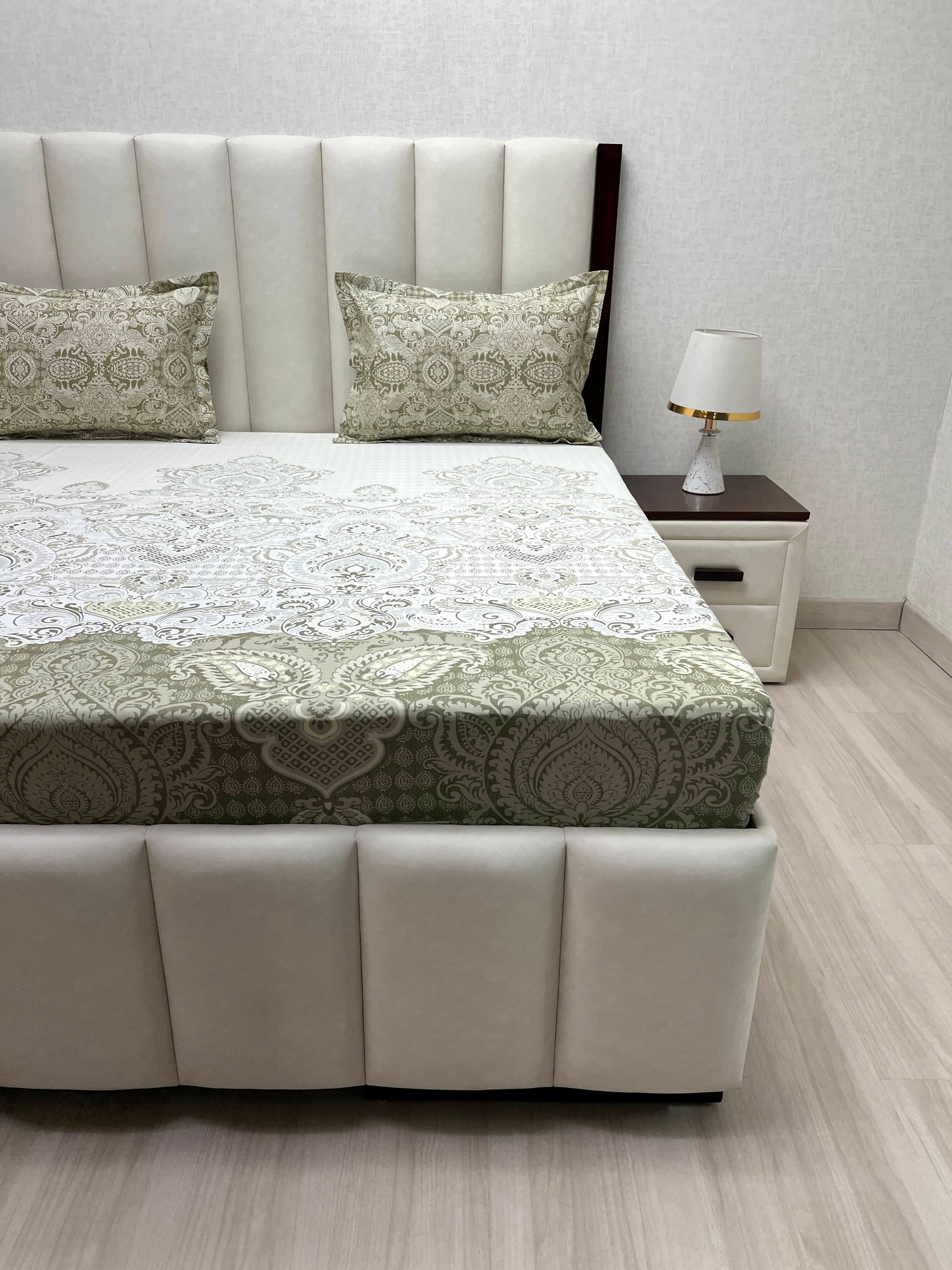 A-4583 - Pure Cotton 210 TC King Size Double Bedsheet (274X274) with Two Pillow Covers (50X76)