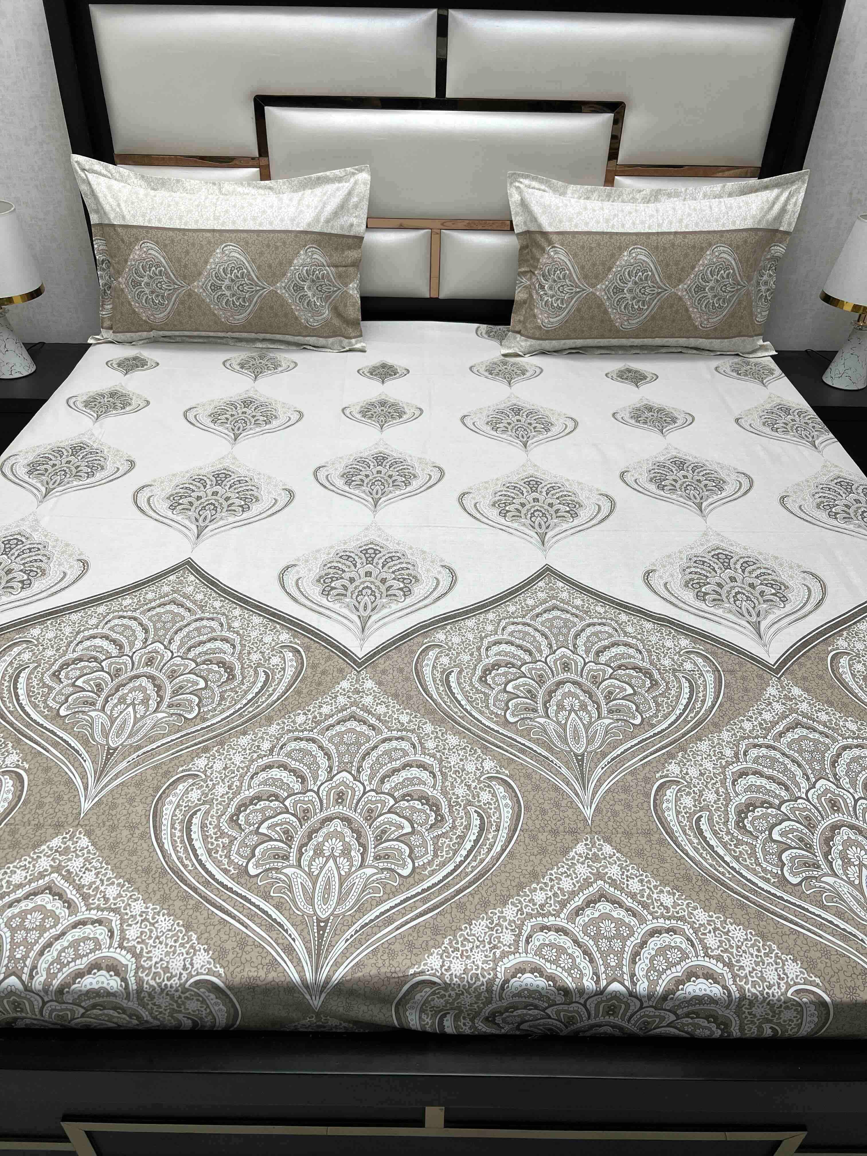 A-4585 - Pure Cotton 210 TC King Size Double Bedsheet (274X274) with Two Pillow Covers (50X76)