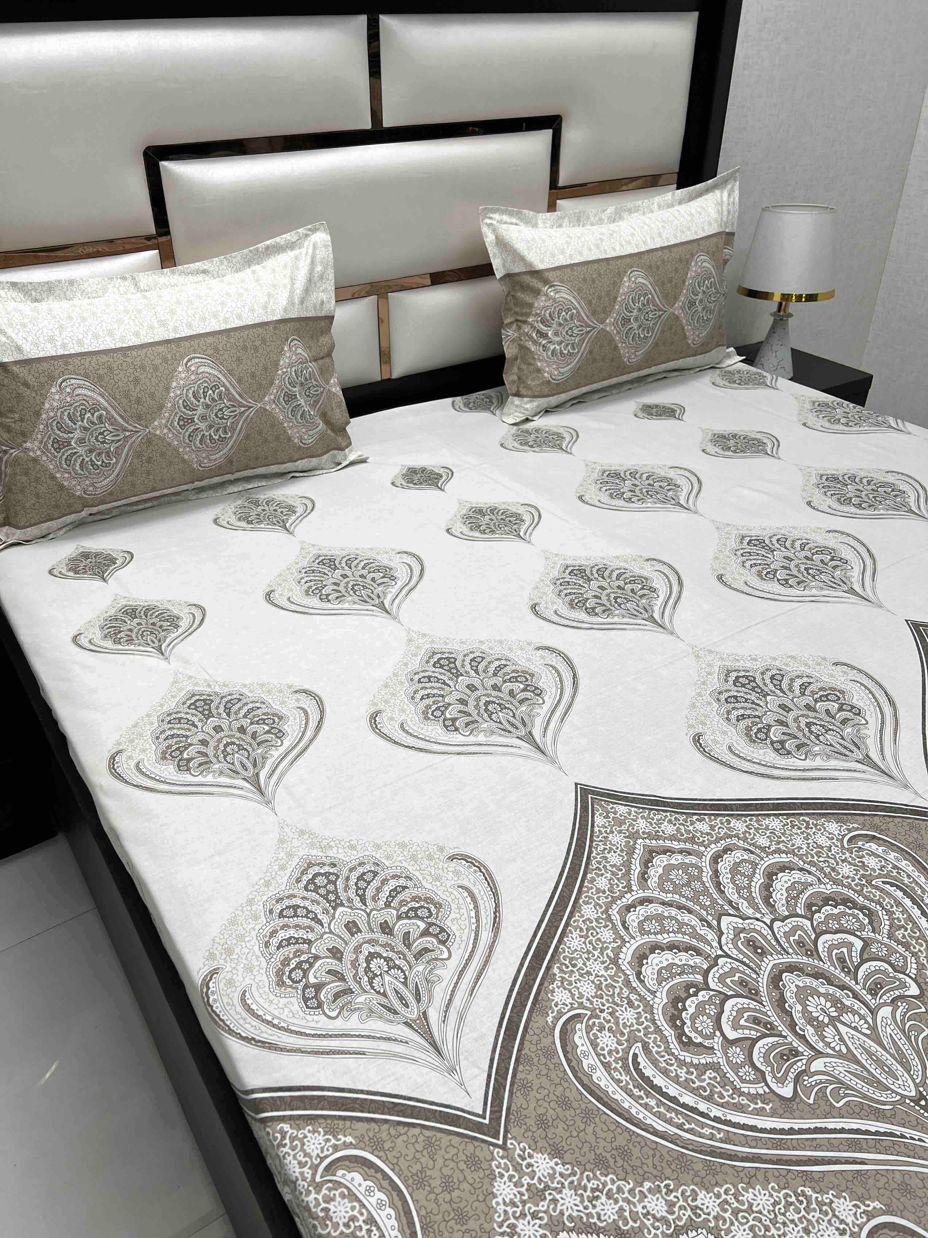 A-4585 - Pure Cotton 210 TC King Size Double Bedsheet (274X274) with Two Pillow Covers (50X76)