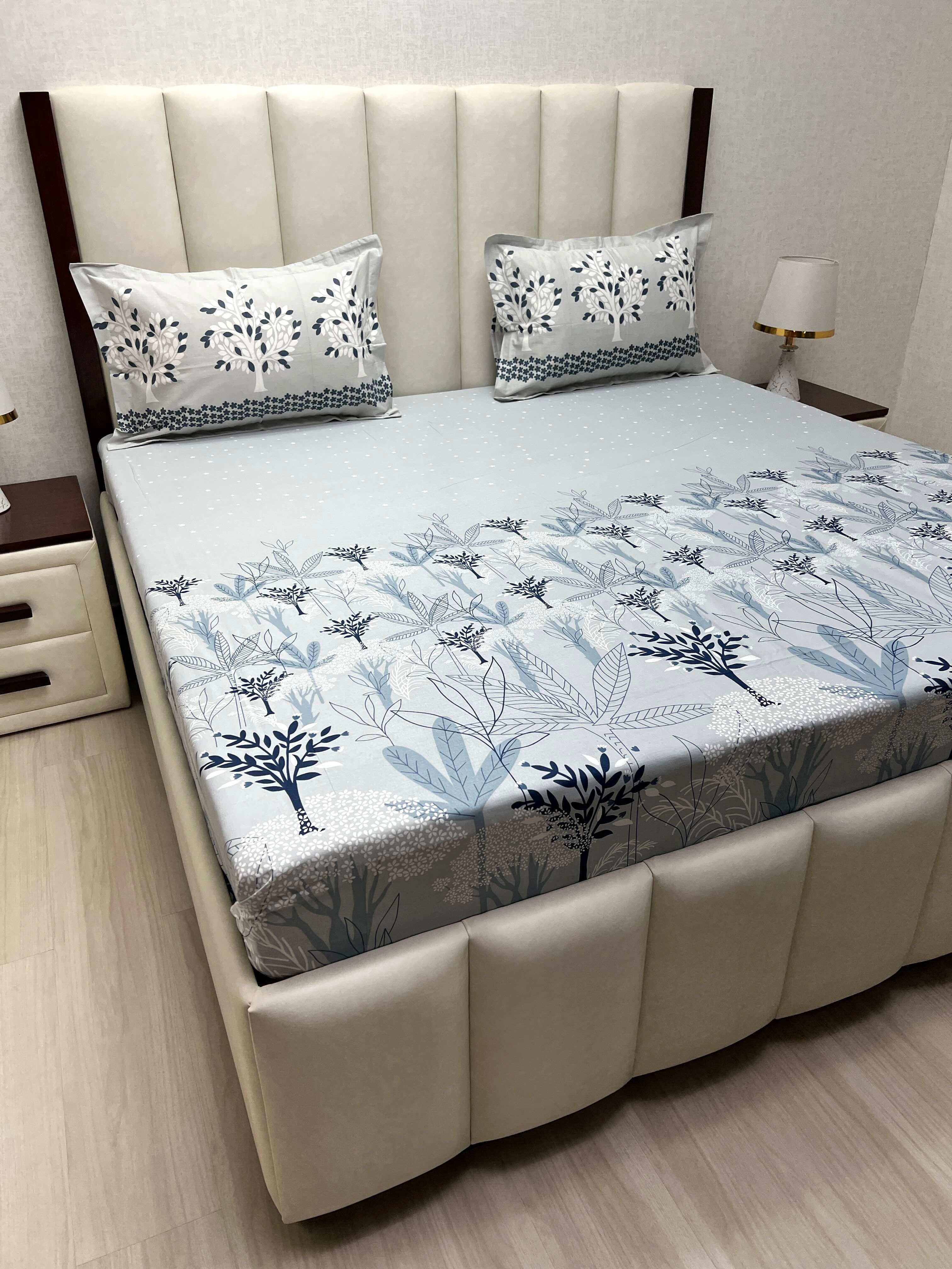A-4589 - Pure Cotton 210 TC King Size Double Bedsheet (274X274) with Two Pillow Covers (50X76)
