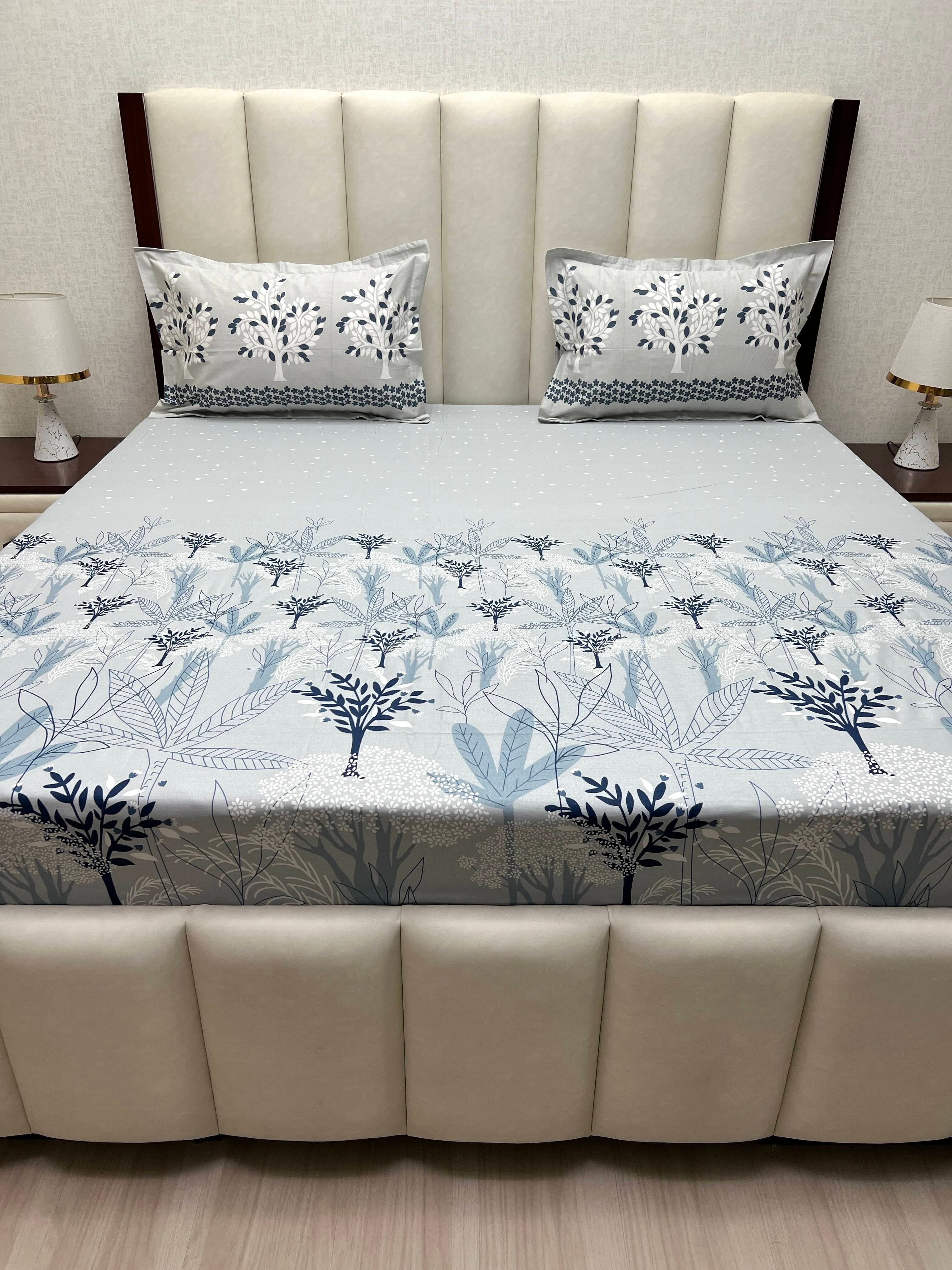 A-4589 - Pure Cotton 210 TC King Size Double Bedsheet (274X274) with Two Pillow Covers (50X76)