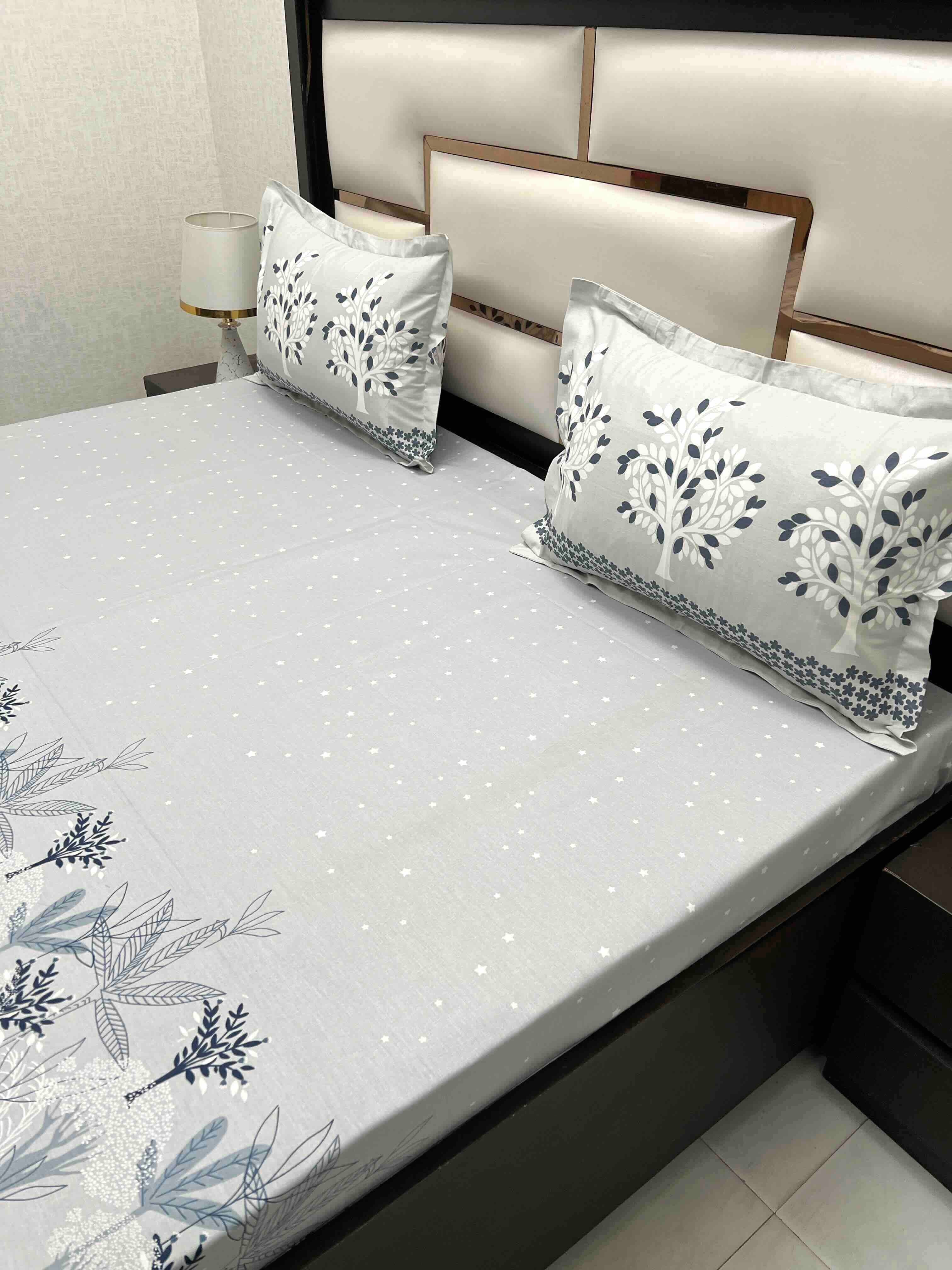 A-4589 - Pure Cotton 210 TC King Size Double Bedsheet (274X274) with Two Pillow Covers (50X76)