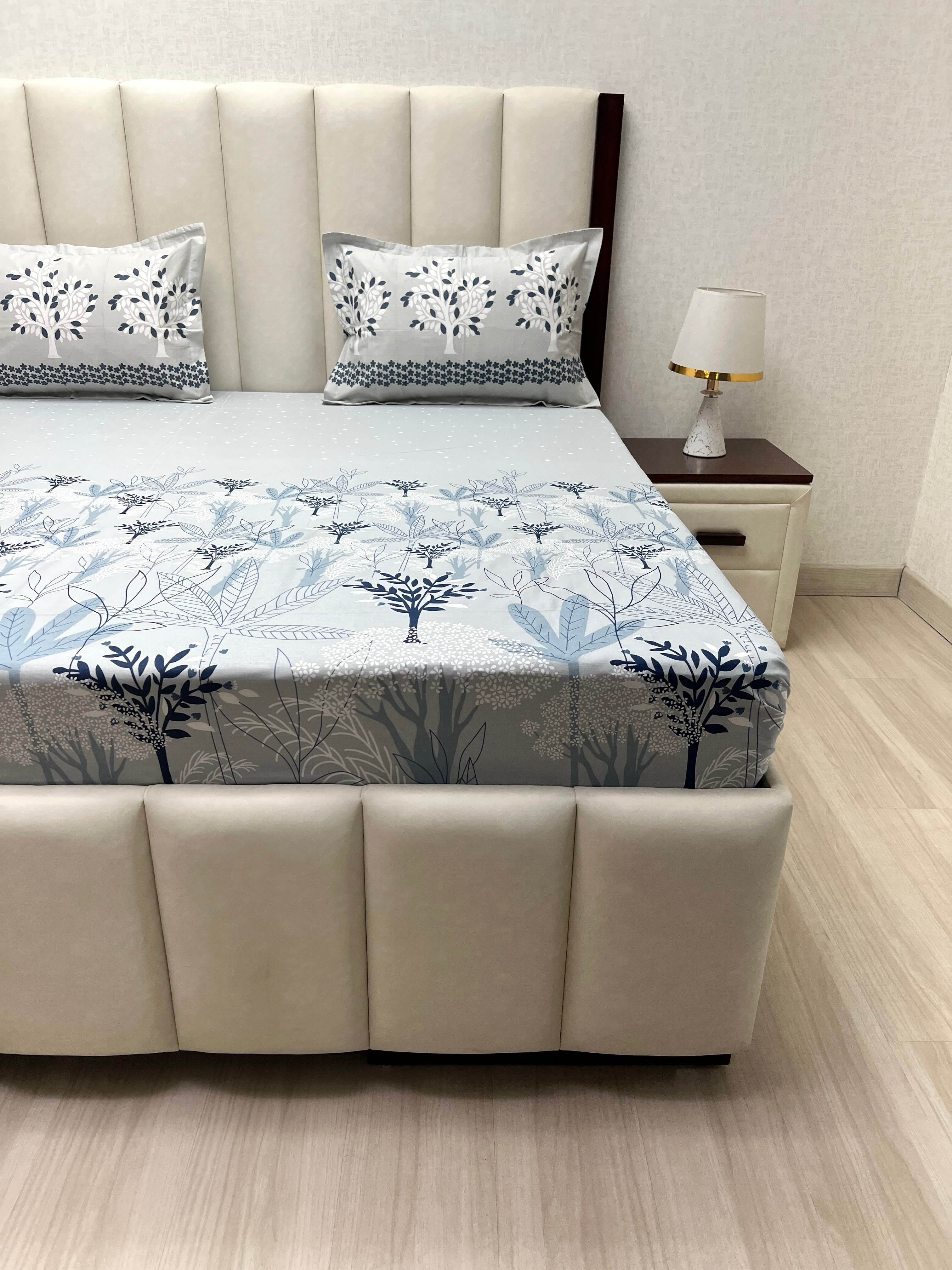 A-4589 - Pure Cotton 210 TC King Size Double Bedsheet (274X274) with Two Pillow Covers (50X76)