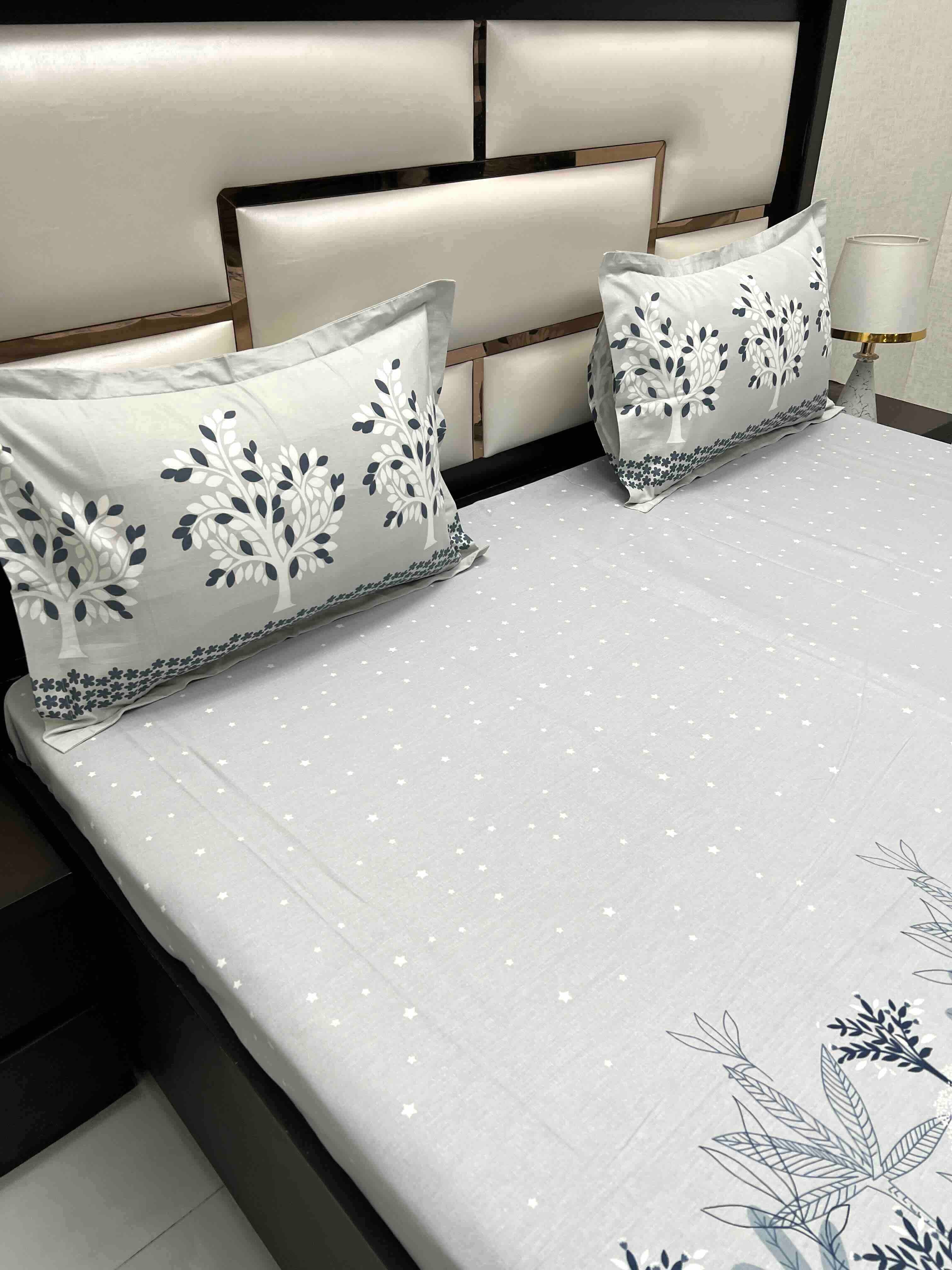 A-4589 - Pure Cotton 210 TC King Size Double Bedsheet (274X274) with Two Pillow Covers (50X76)