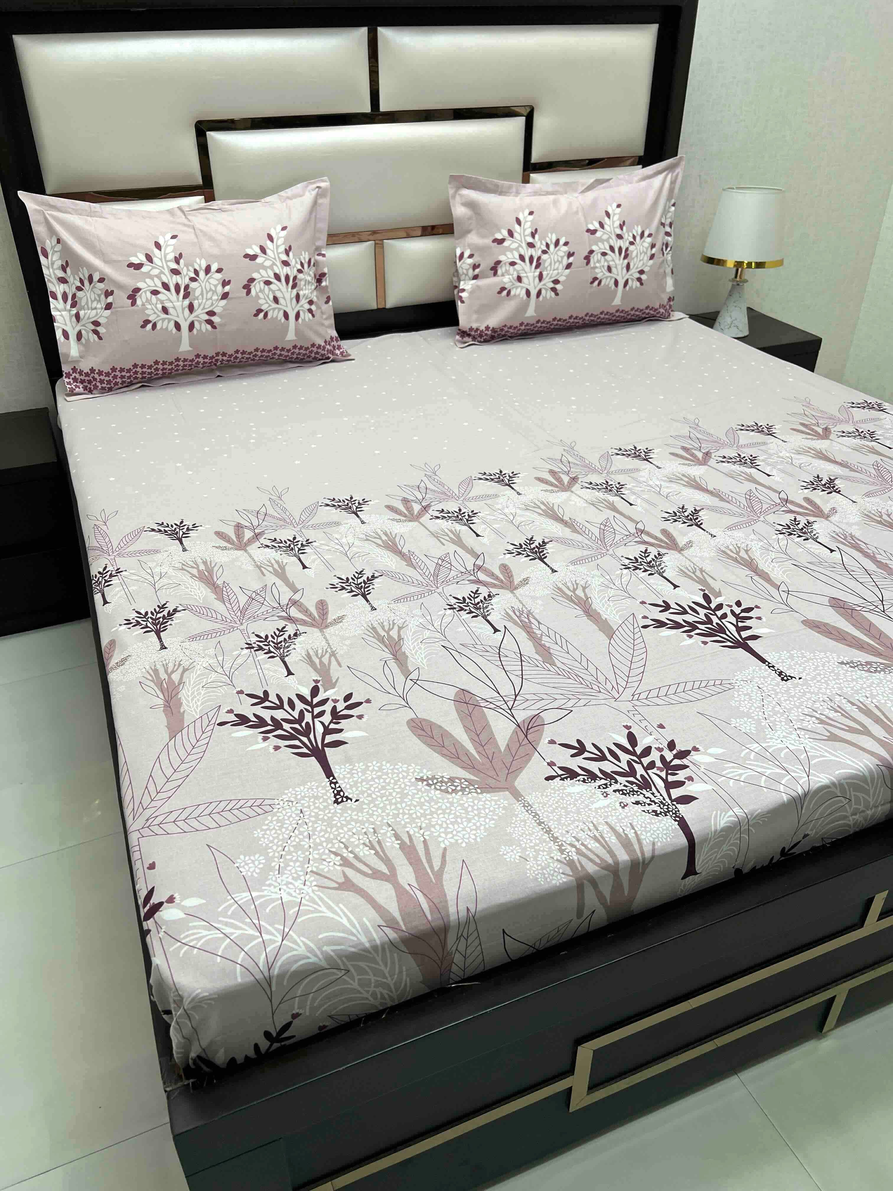 A-4590 - Pure Cotton 210 TC King Size Double Bedsheet (274X274) with Two Pillow Covers (50X76)