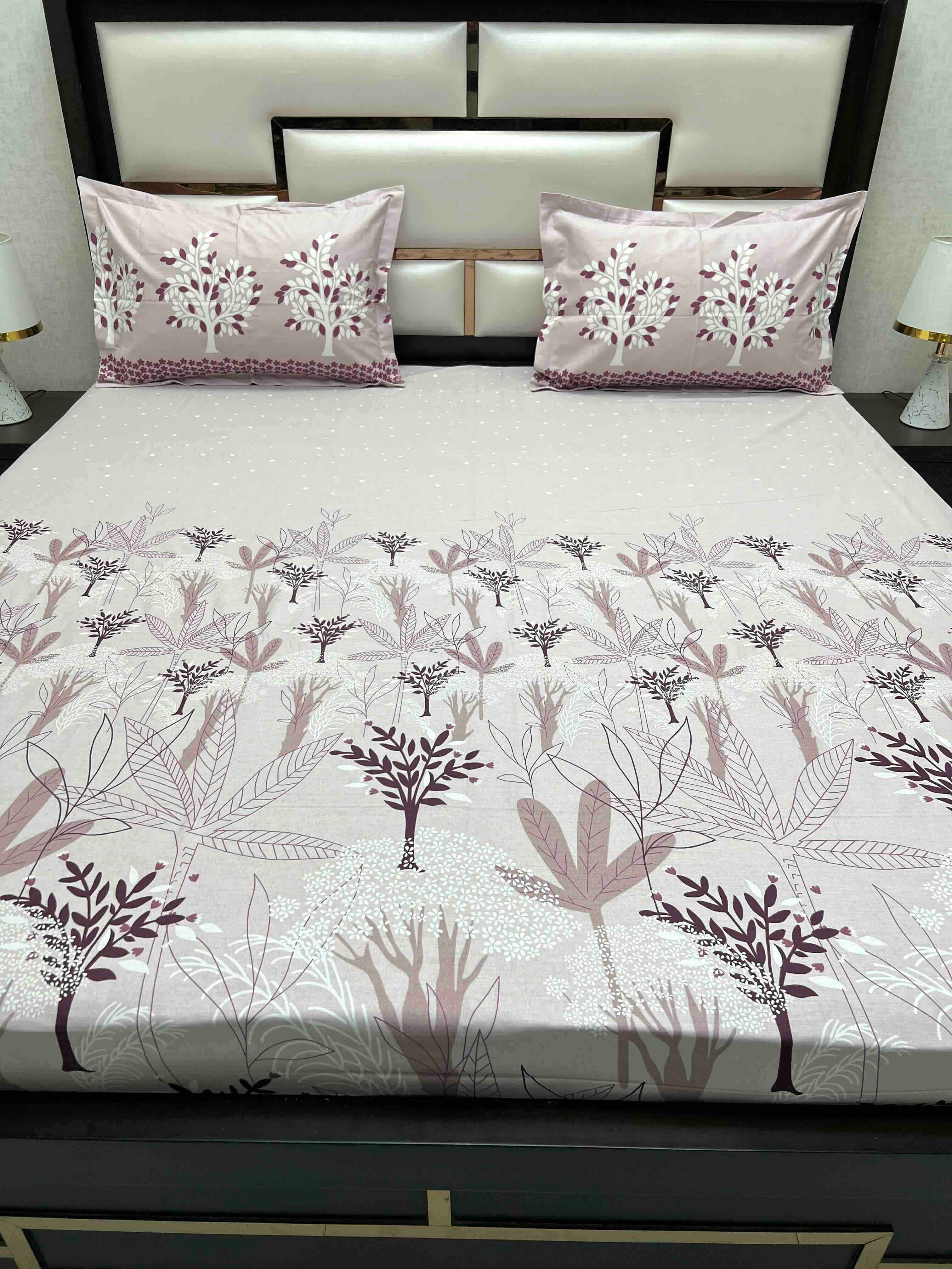 A-4590 - Pure Cotton 210 TC King Size Double Bedsheet (274X274) with Two Pillow Covers (50X76)