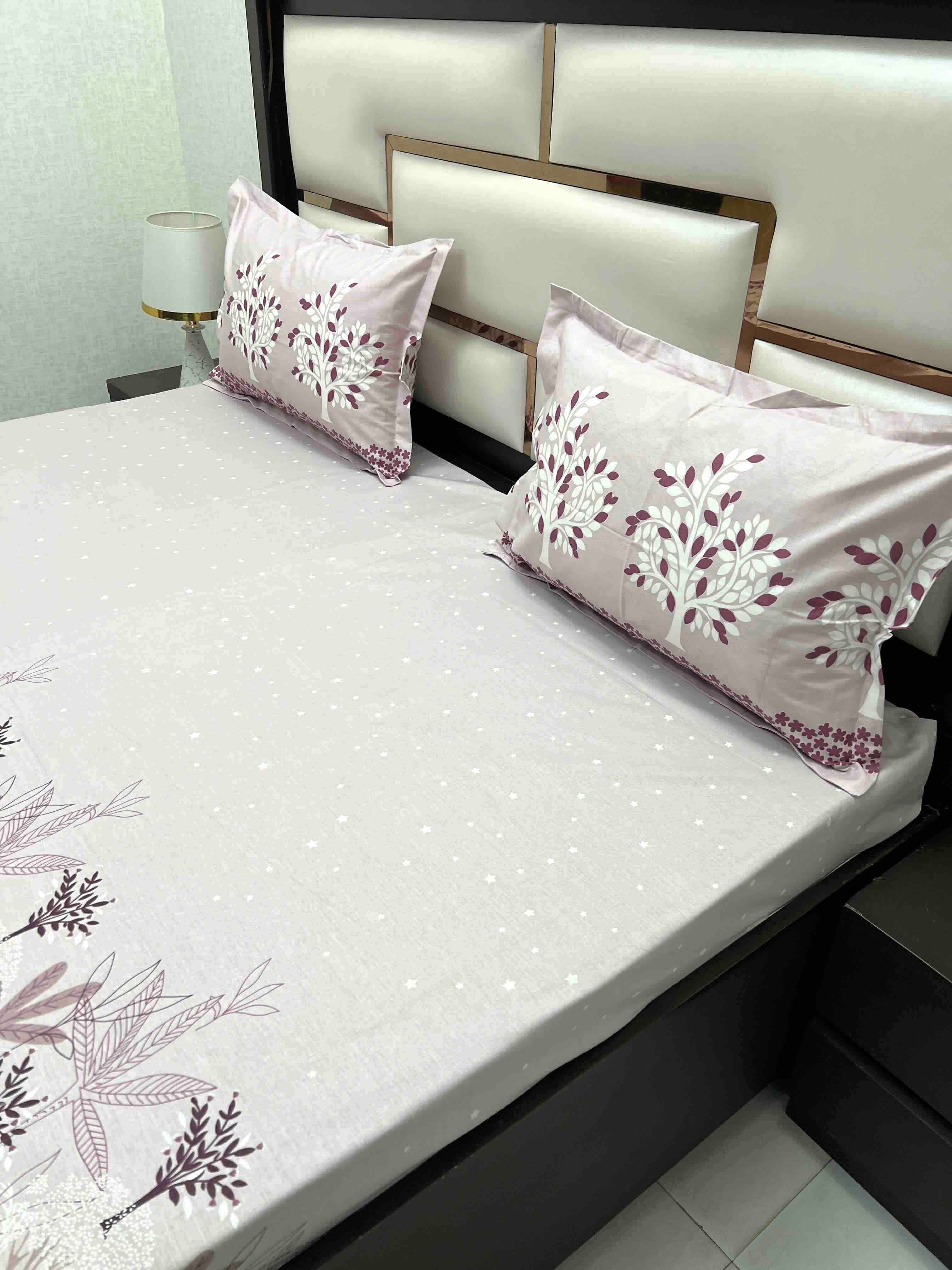 A-4590 - Pure Cotton 210 TC King Size Double Bedsheet (274X274) with Two Pillow Covers (50X76)