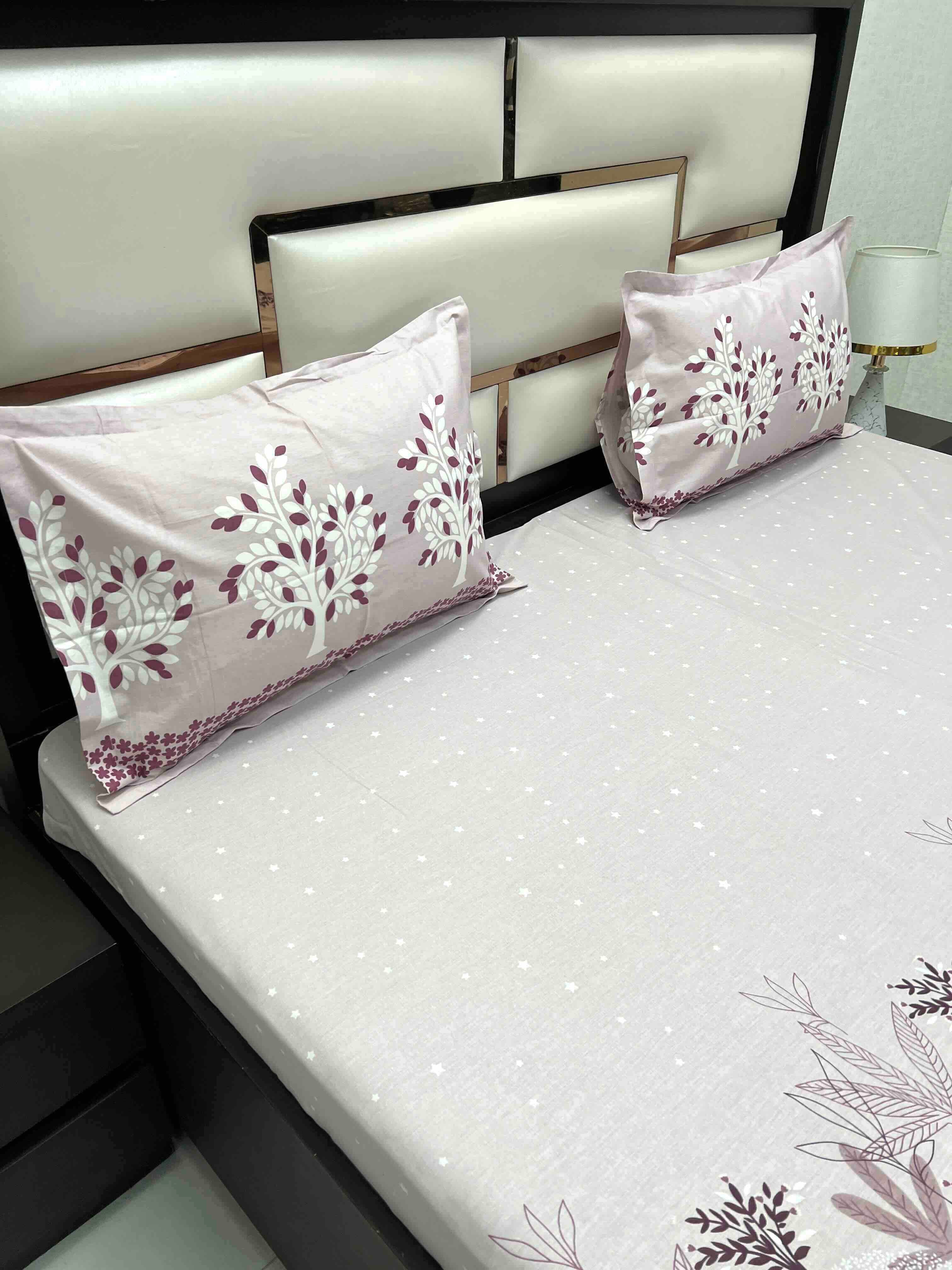 A-4590 - Pure Cotton 210 TC King Size Double Bedsheet (274X274) with Two Pillow Covers (50X76)