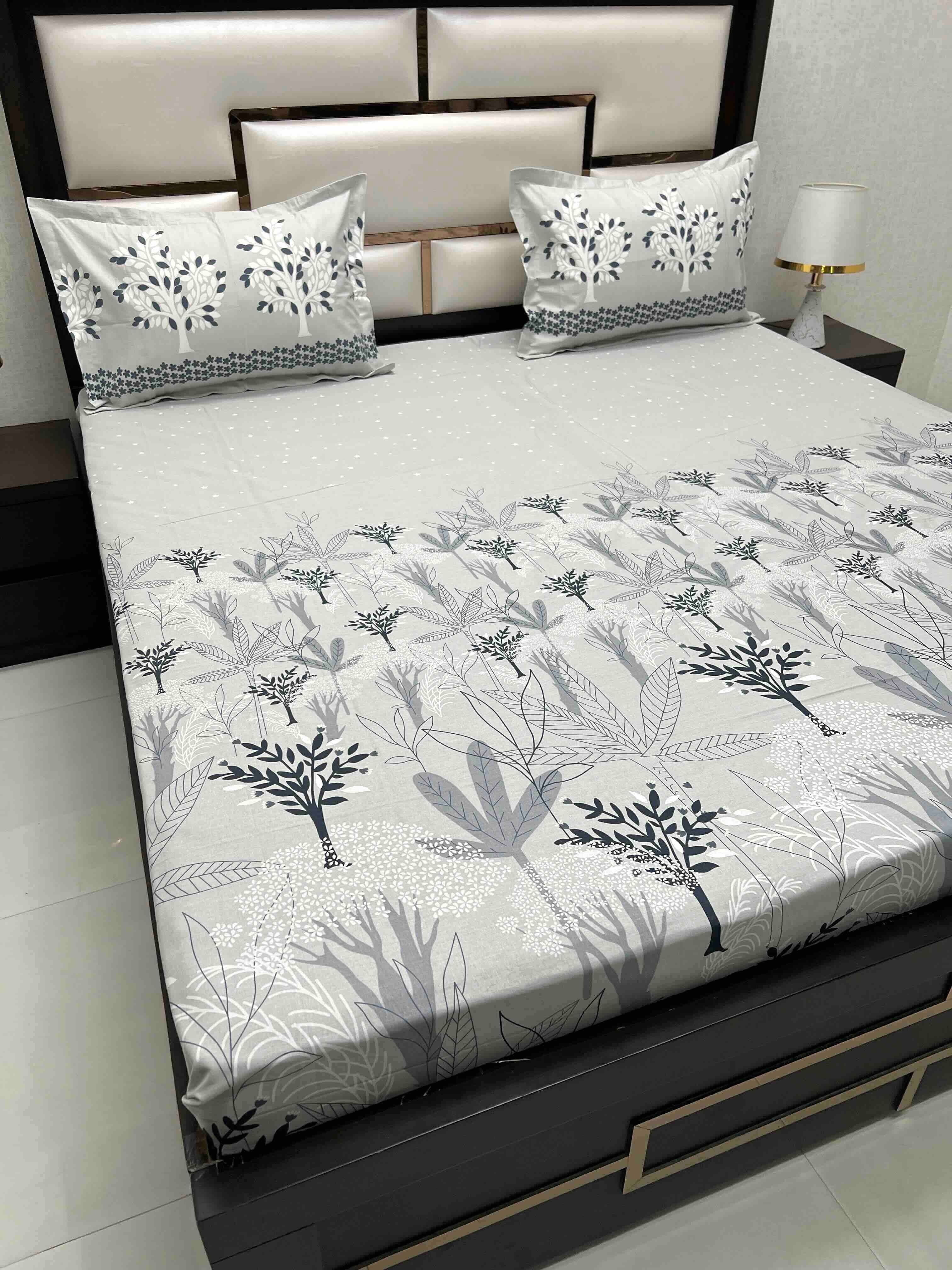 A-4591 - Pure Cotton 210 TC King Size Double Bedsheet (274X274) with Two Pillow Covers (50X76)