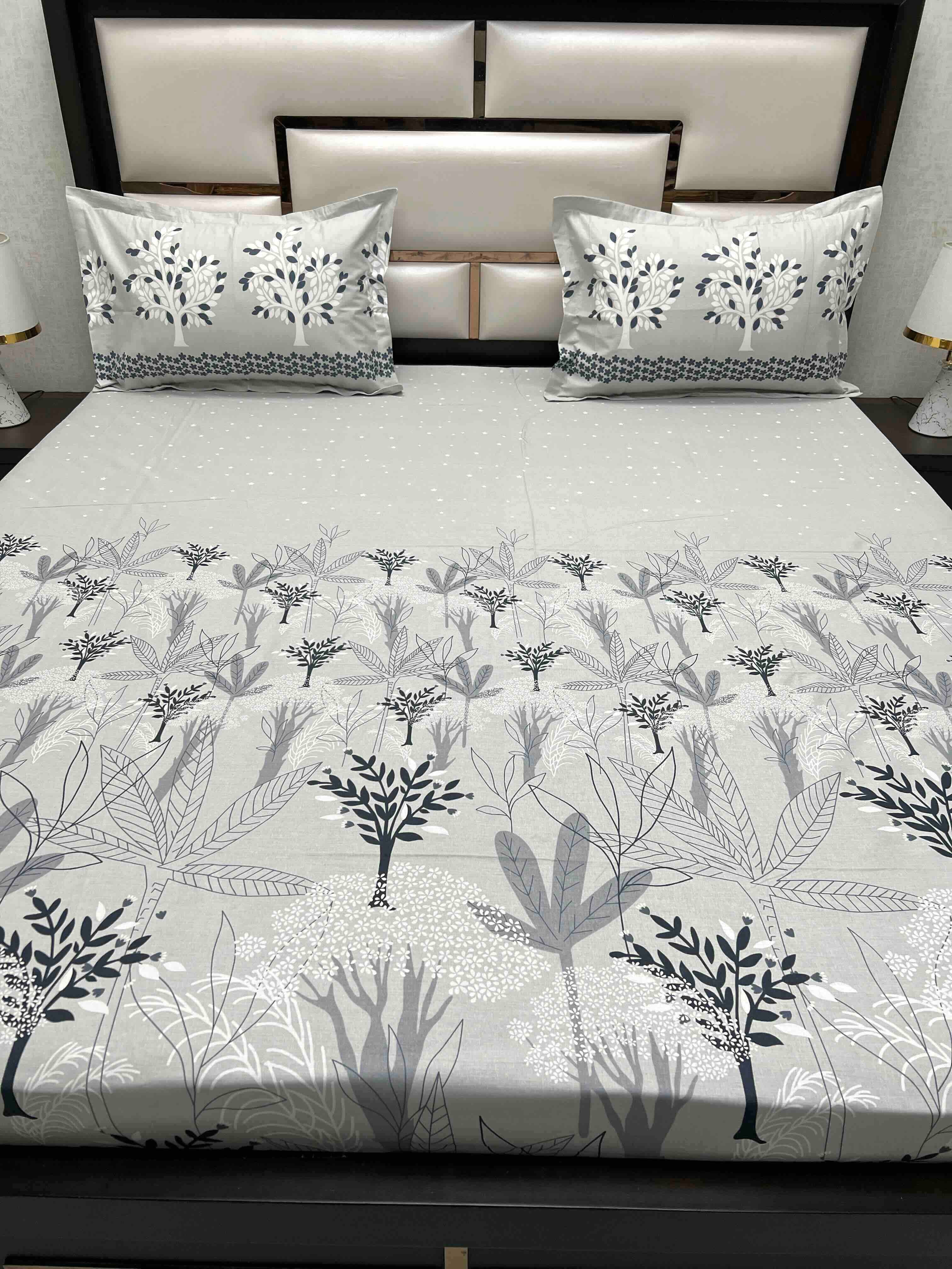 A-4591 - Pure Cotton 210 TC King Size Double Bedsheet (274X274) with Two Pillow Covers (50X76)