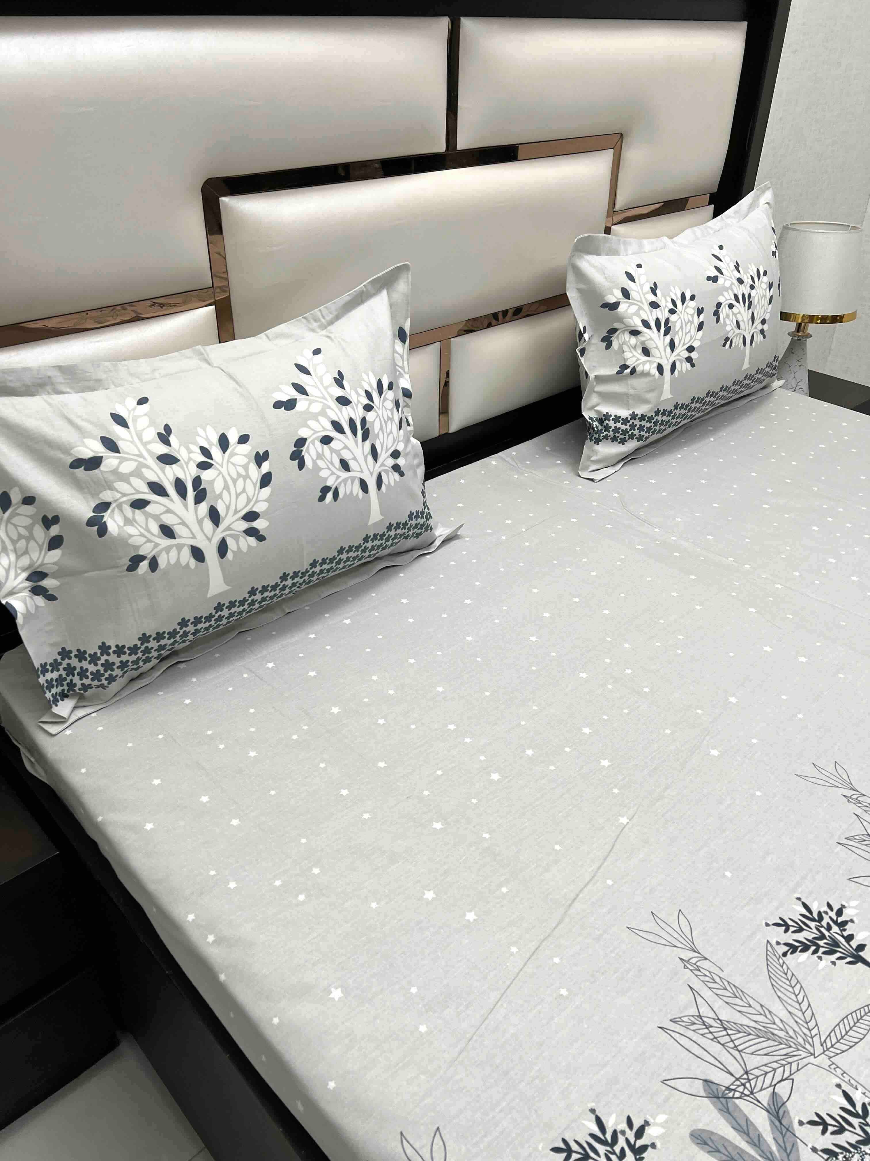 A-4591 - Pure Cotton 210 TC King Size Double Bedsheet (274X274) with Two Pillow Covers (50X76)