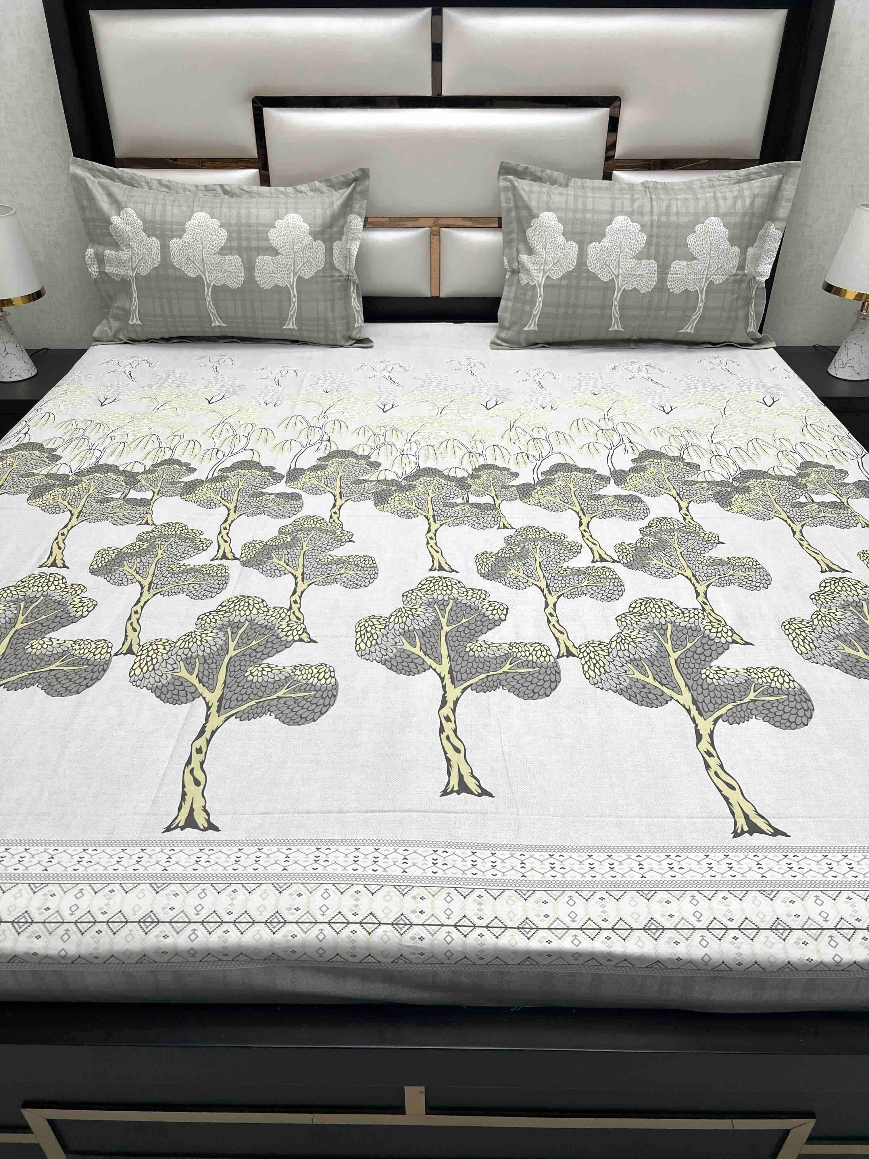 A-4594 - Pure Cotton 210 TC King Size Double Bedsheet (274X274) with Two Pillow Covers (50X76)