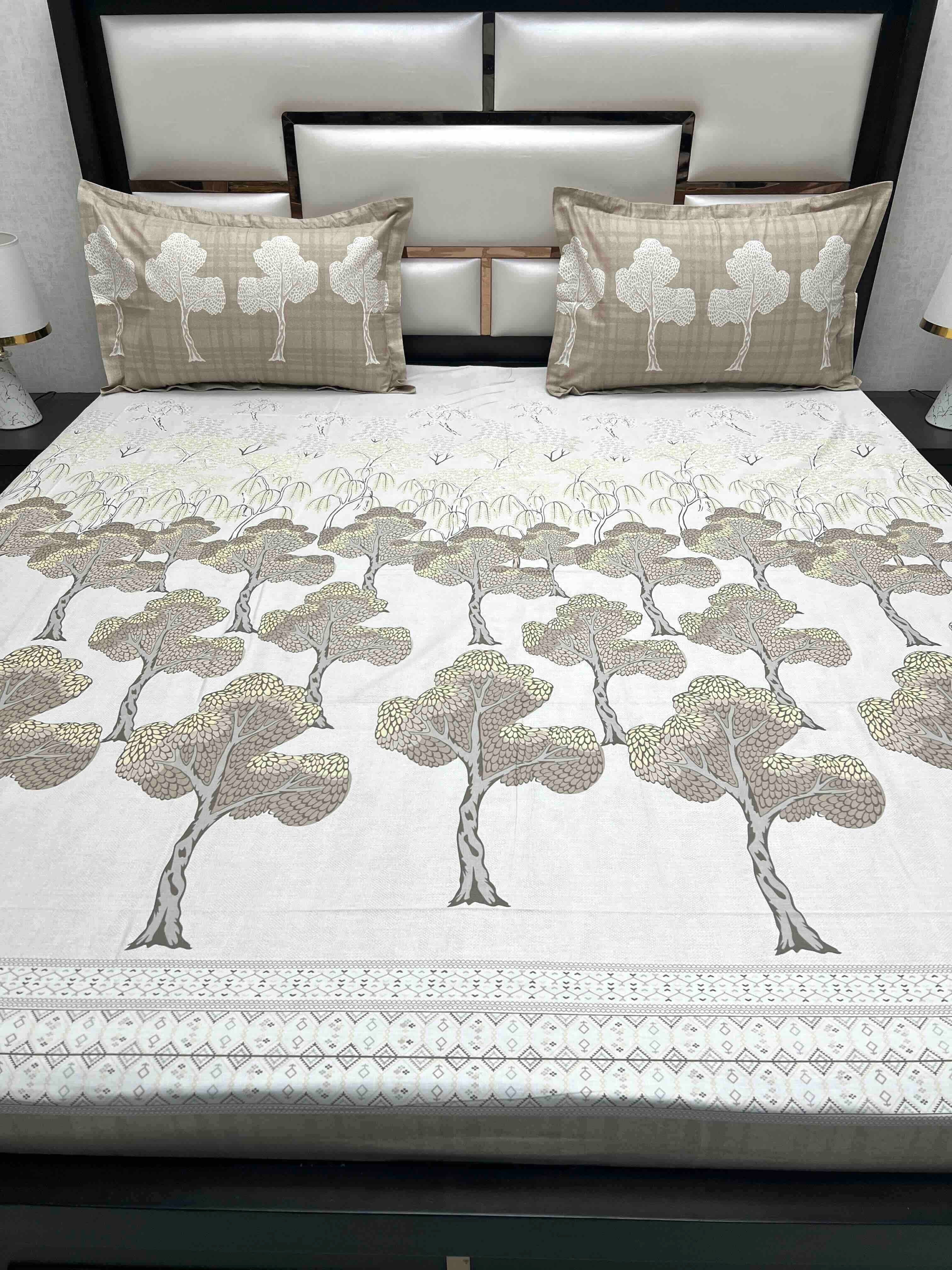 A-4596 - Pure Cotton 210 TC King Size Double Bedsheet (274X274) with Two Pillow Covers (50X76)