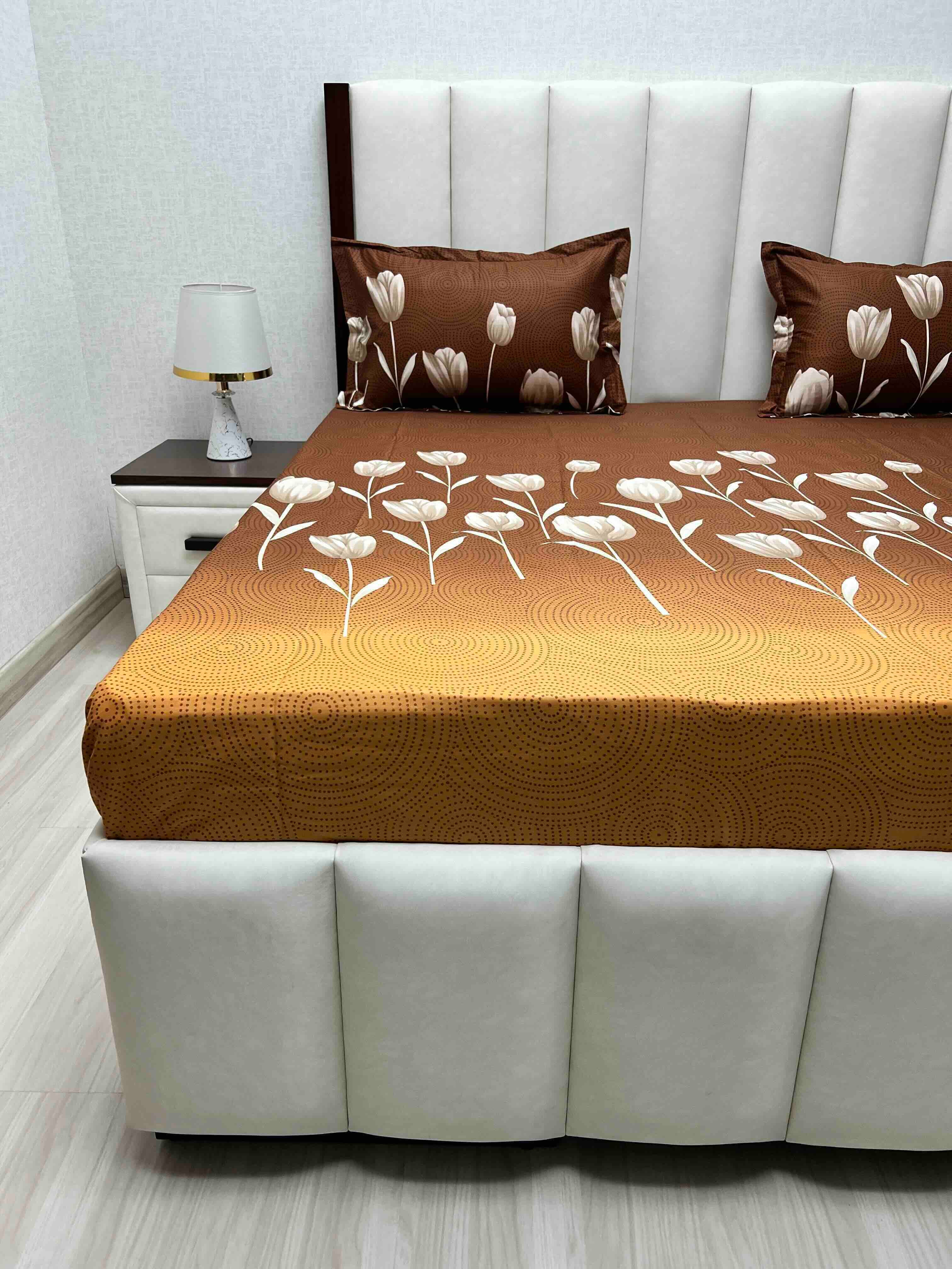 A-4604 - Pure Cotton 180 TC Queen Size Double Bedsheet (228X254) with Two Pillow Covers (43X68)