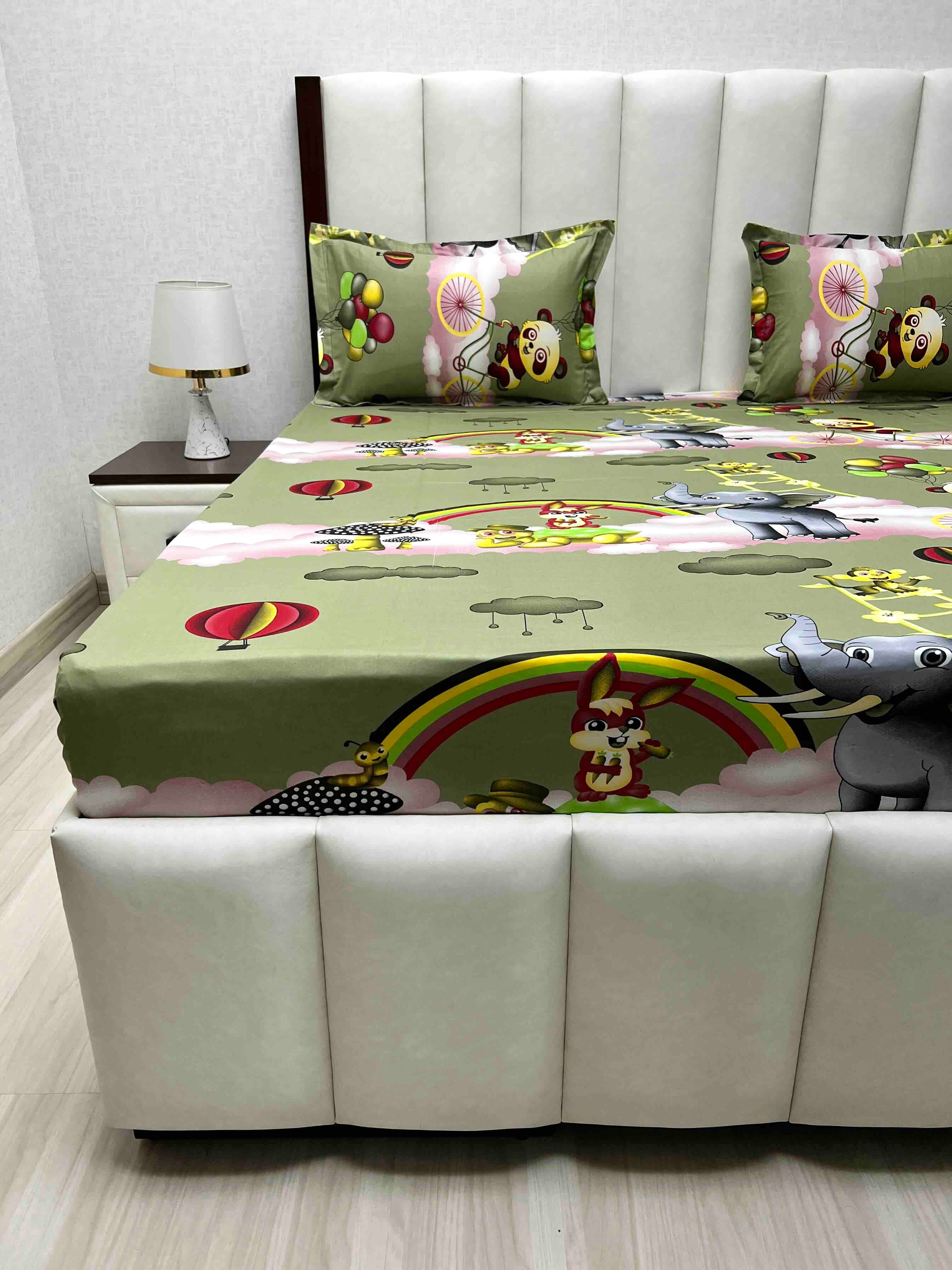 A-4614 - Pure Cotton 180 TC Queen Size Double Bedsheet (228X254) with Two Pillow Covers (43X68)