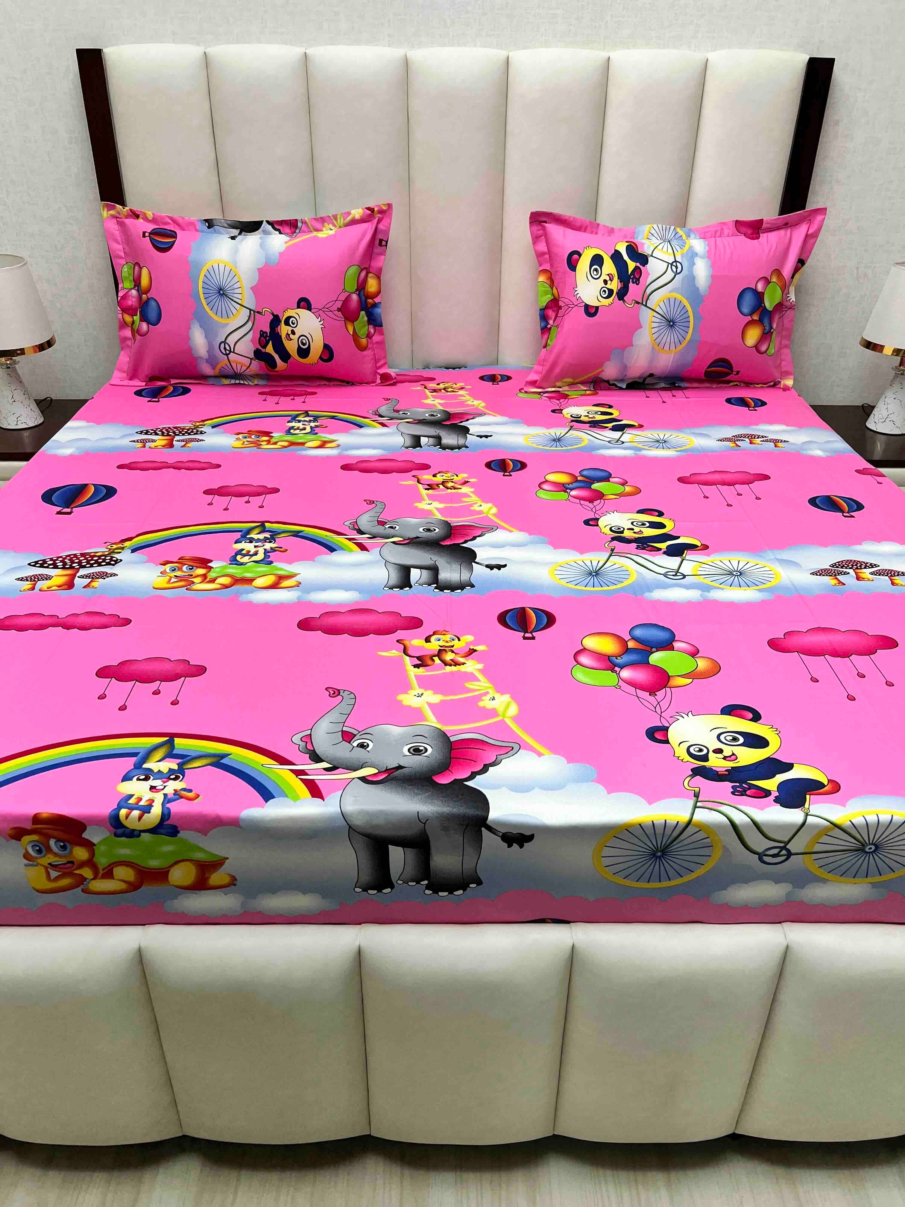 A-4616 - Pure Cotton 180 TC Queen Size Double Bedsheet (228X254) with Two Pillow Covers (43X68)